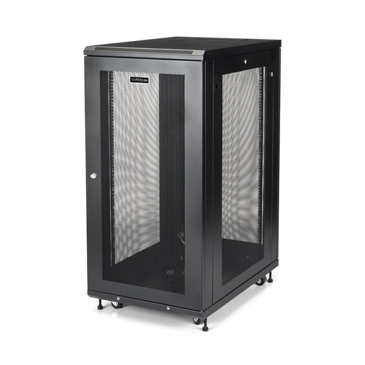 StarTech 24U Enterprise-Grade Server Rack Cabinet Kit, 19in Enclosed 4-Post Rack with Shelf and Cable Management, 29in (75cm) Mounting Depth, 992lb (450kg) Capacity