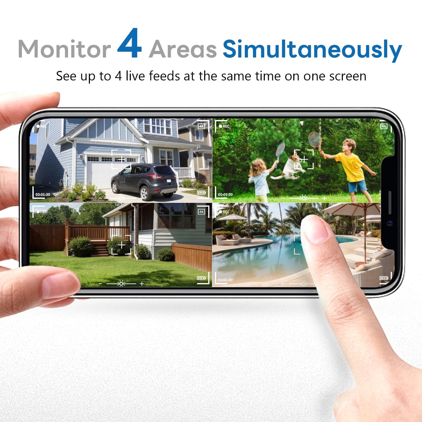 4K Security Cameras Wireless Outdoor with local storage Base,No Subscription Required,Solar-Powered,Home Security Cameras System with 360° Pan&Tilt,Auto Tracking,5G & 2.4G Router Compatible,2 cam kit