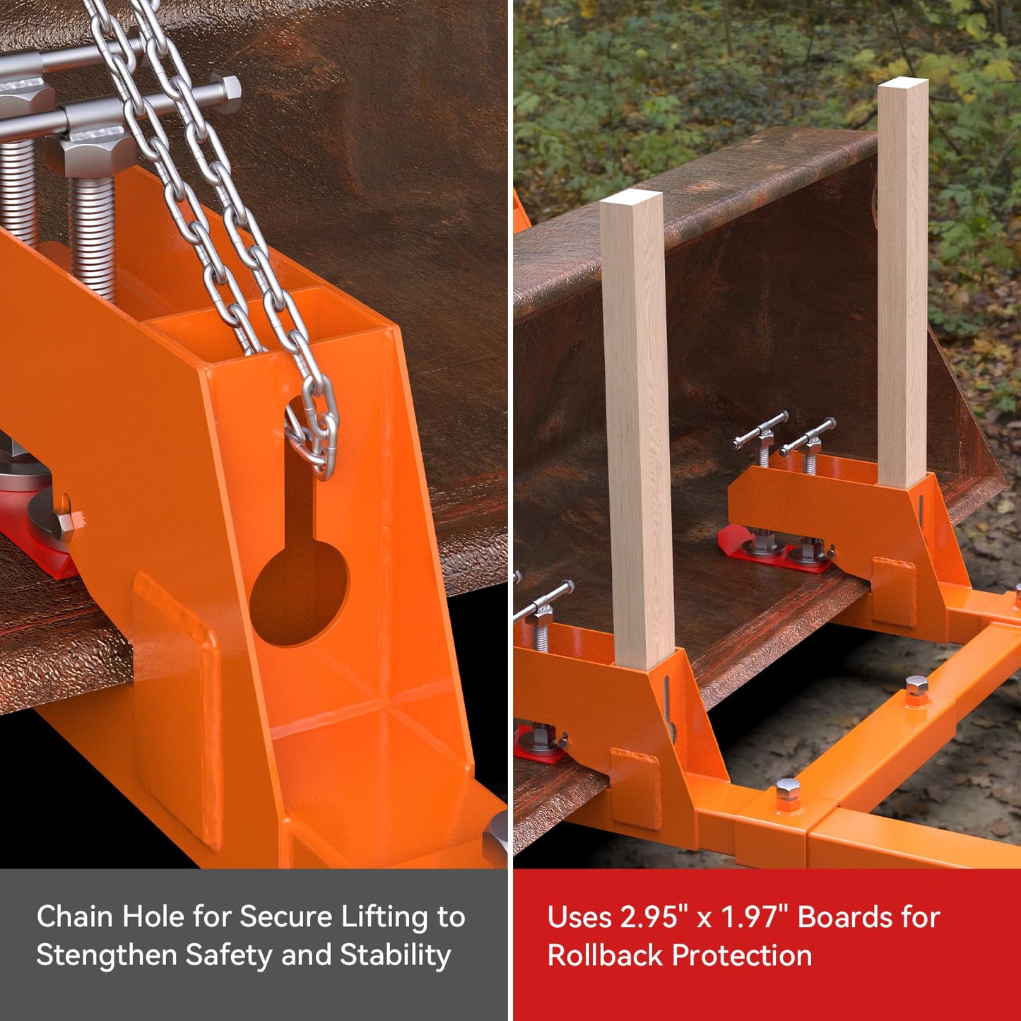 New Upgraded Clamp on Pallet Forks with Twin Round Pad Screw, Orange 60" Total Length 4000LBS Tractor Bucket Forks, Non-Slip Design Quick Attach Pallet Forks Attachment for Tractor Bucket