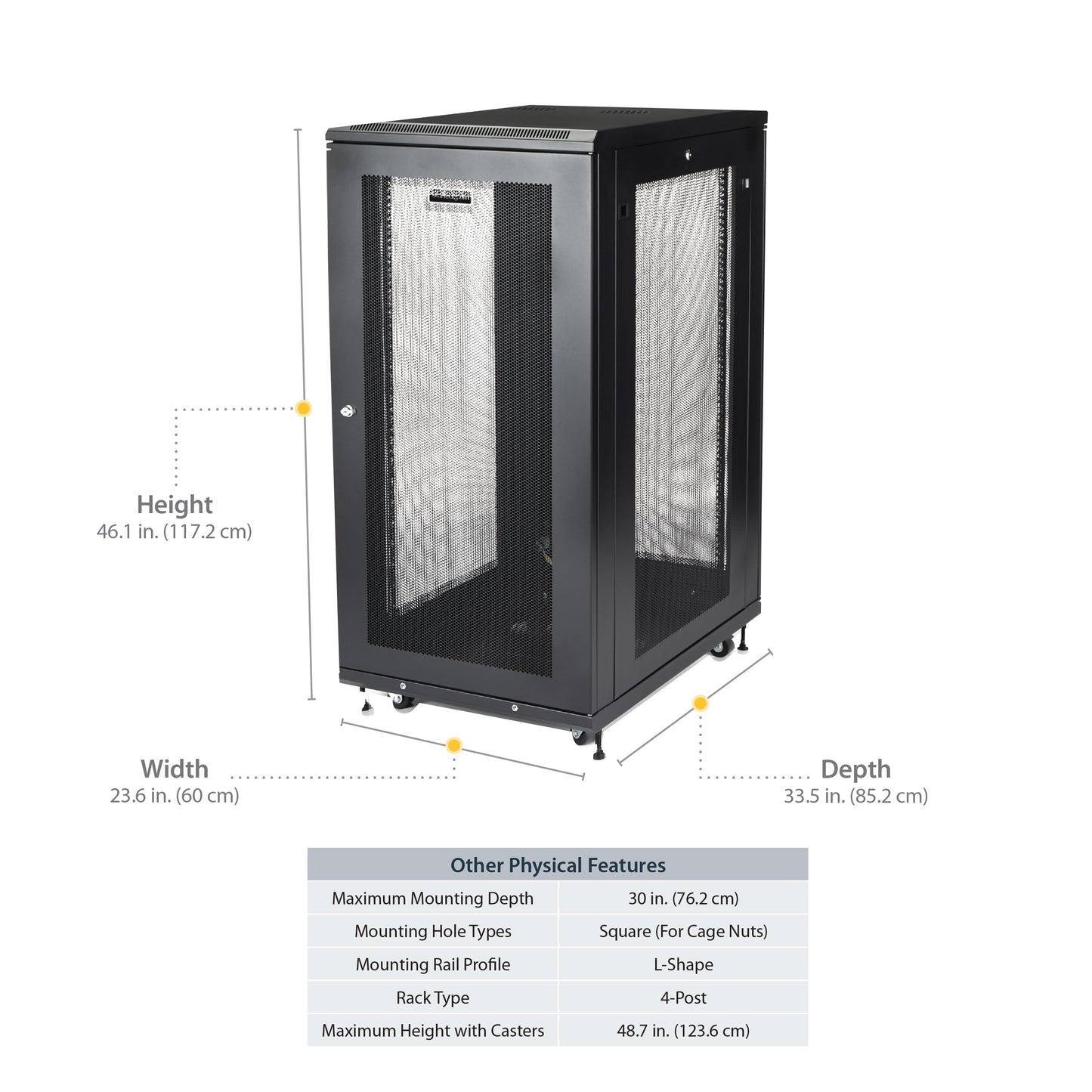 StarTech 24U Enterprise-Grade Server Rack Cabinet Kit, 19in Enclosed 4-Post Rack with Shelf and Cable Management, 29in (75cm) Mounting Depth, 992lb (450kg) Capacity