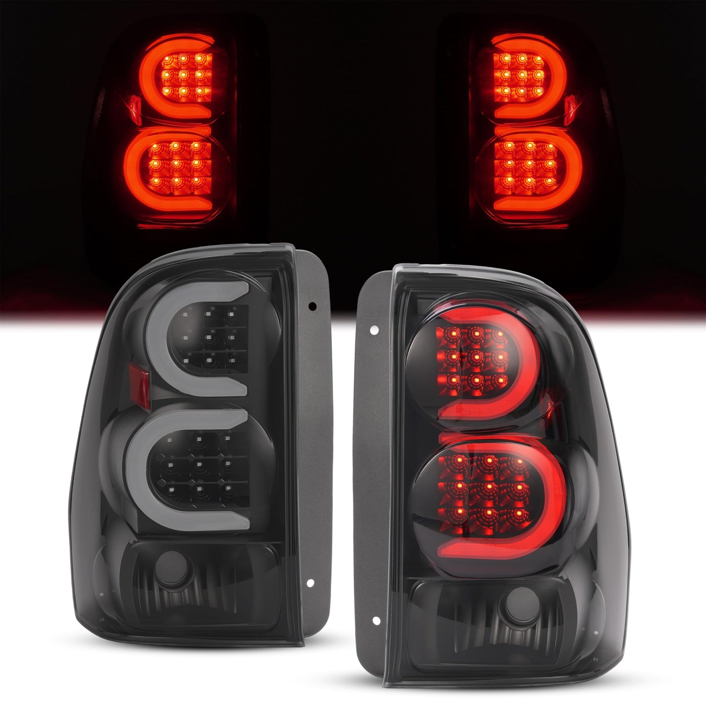 HECASA LED Tail Lights for 2002-2009 Chevy Trailblazer - Smoke Lens, Black Housing, Model MO-3454