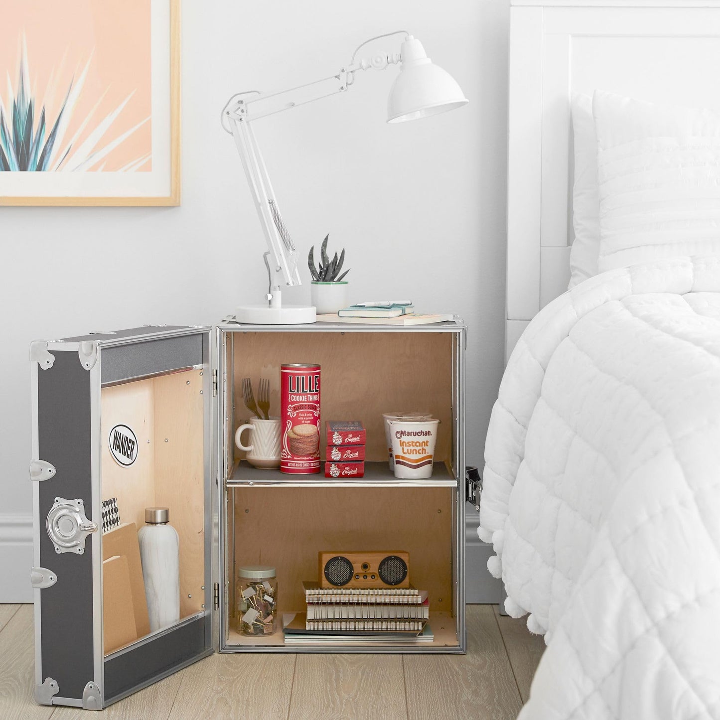 Rhino Trunk & Case Bedside Cube – 18"x18"x24" Vertical Storage Trunk with Adjustable Shelf – Bedroom Nightstand, College Dorm Storage, End and Side Table, Office Cabinet – Strong Furniture – USA-Made