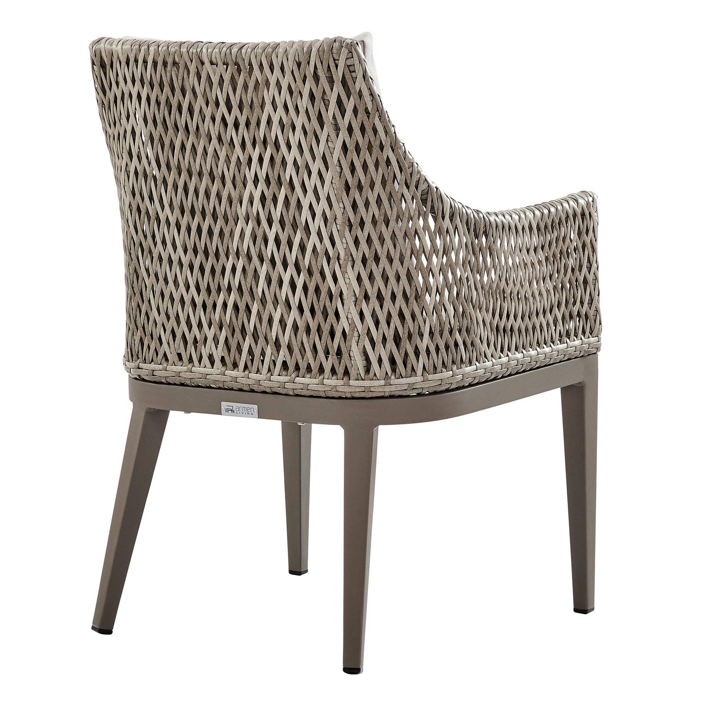 Armen Living Silvana Outdoor Wicker and Aluminum Gray Dining Chair with Beige Cushions - Set of 2