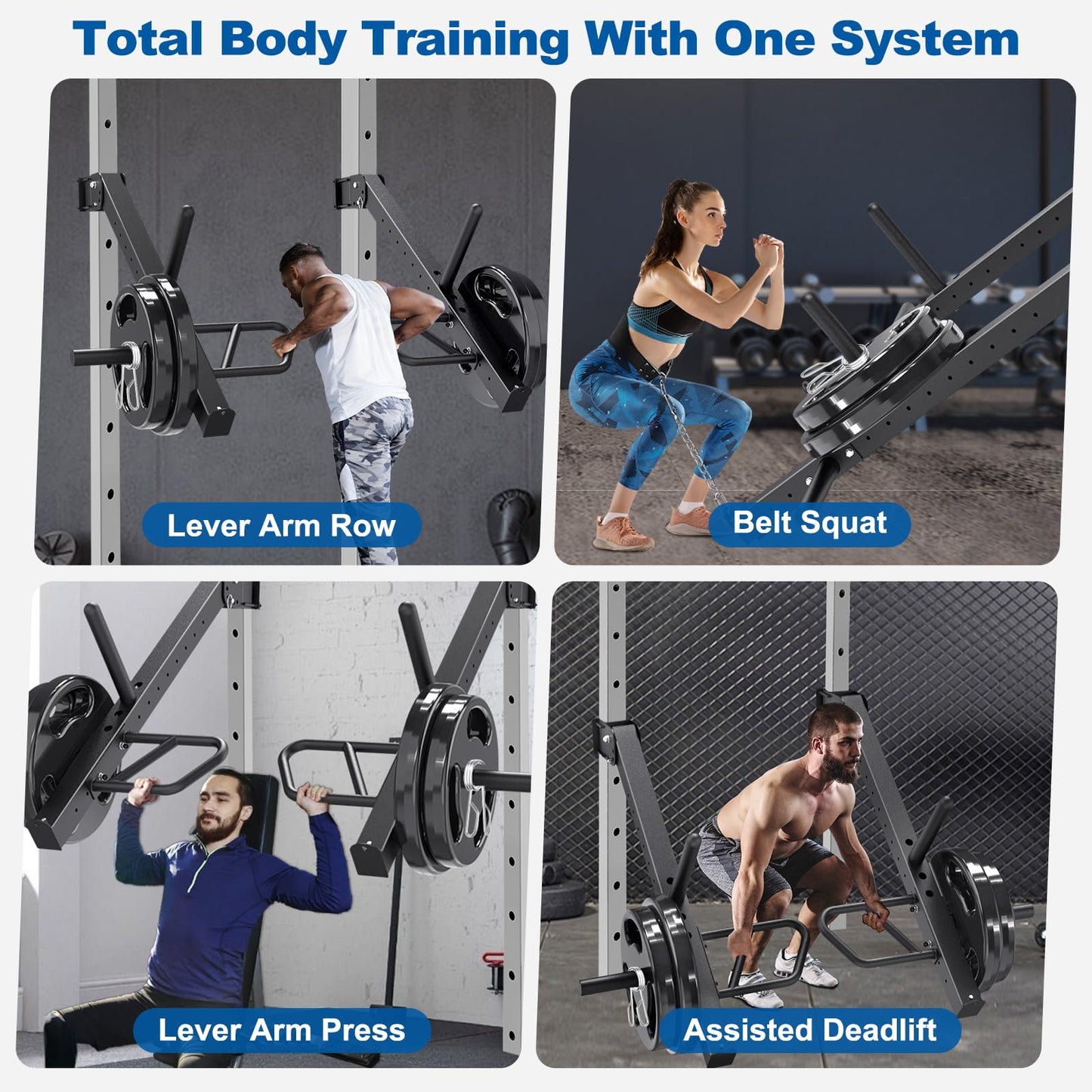 SELEWARE Upgraded Heavy Duty Adjustable Lever Arms for 3x3 Power Racks with 5/8" or 1" Holes, Multi-Grip Jammer Arms, 600lbs Capacity Per Arm, Squat Rack Attachments for Home Gym Strength Training