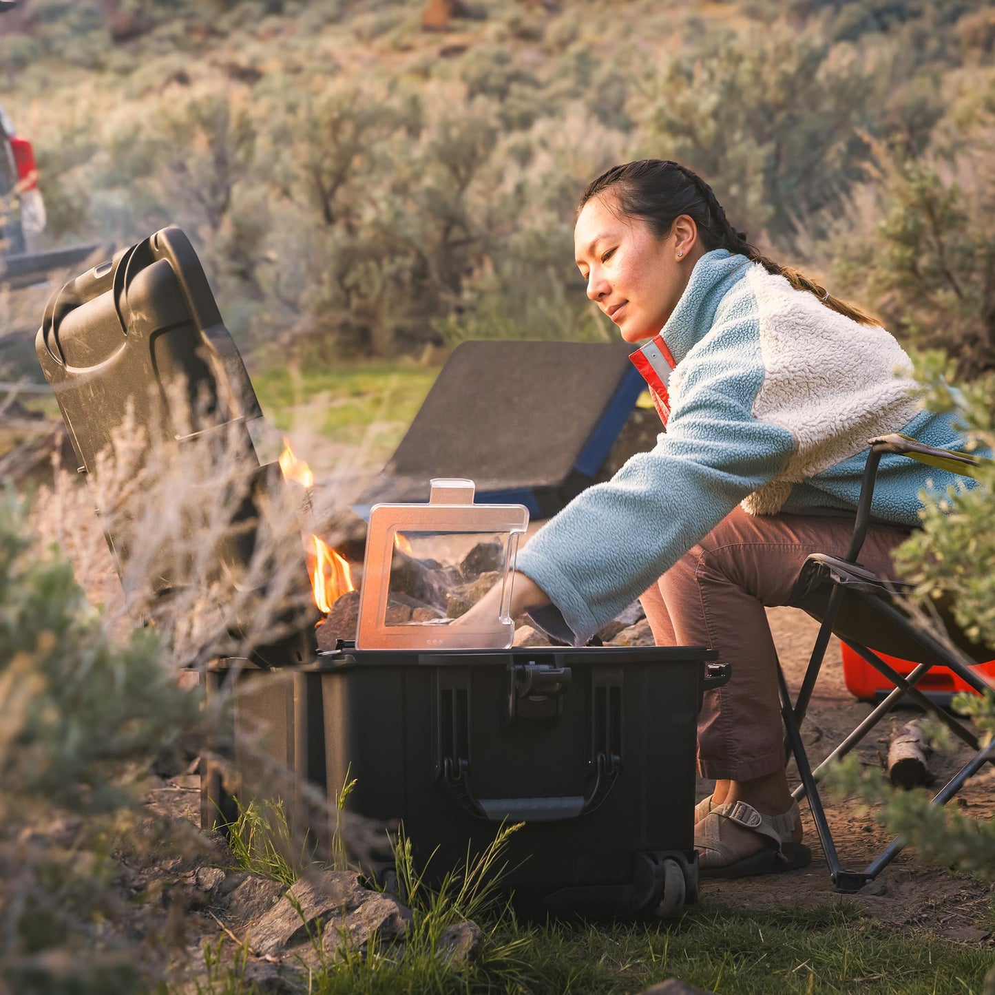 NANUK Trail 80 – 79L (20.9-Gallon) Waterproof Storage Box – Wheeled & Modular Cargo Case for Camping, Fishing, Hunting & Outdoor Storage – Dustproof and Impact Resistant (25.4” x 20” x 14.5”) – Orange