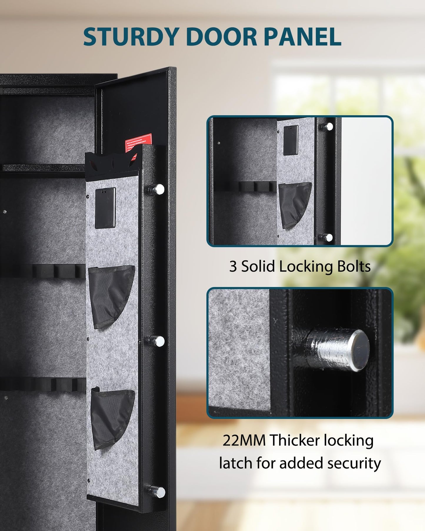Garvee 5-6 Gun Safes for Rifles and Pistols, Quick Access Rifle Safe Gun Cabinet with Storage Cabinet, Removable Shelf, Pistol Lock Box, and Keypad, for Home Office