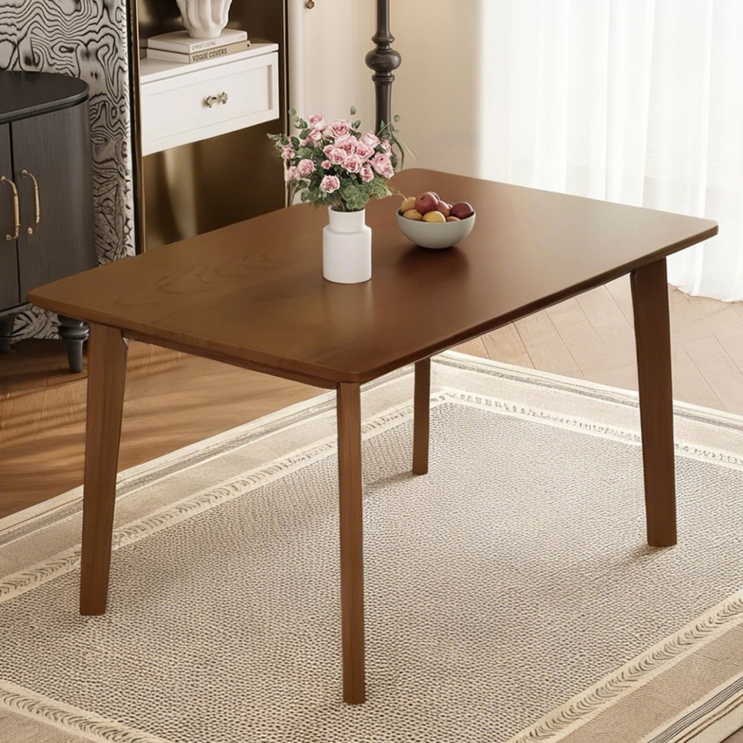 Merax Rustic Wooden Rectangular Kitchen Table, Farmhouse Dinning Table for Living Room, Kitchen, Dining Room, Small Space, Walnut