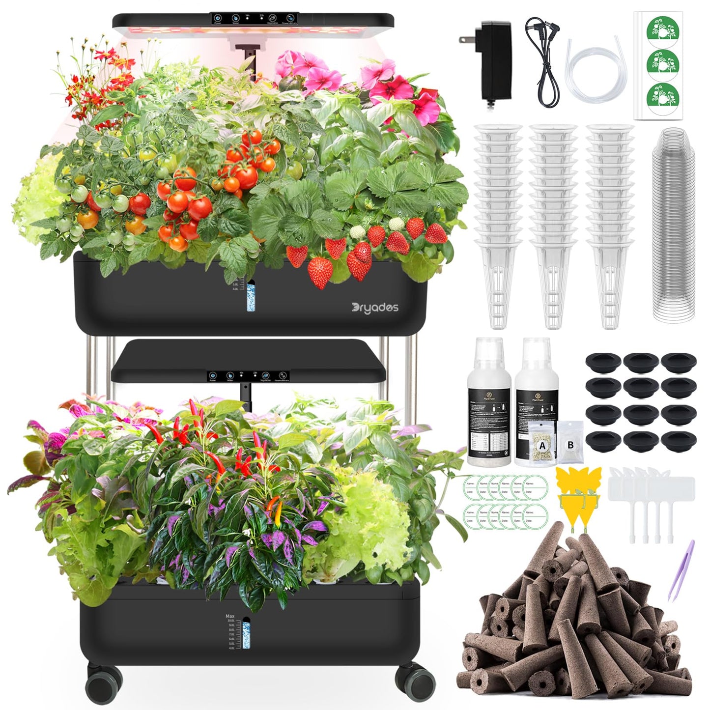 Hydroponics Growing System Indoor Garden - DRYADES Herbs Garden Kit Indoor with LED Grow Light Grow Anything Plants Germination Kit (No Seeds) Harvest Vegetable Lettuce for Home Kitchen (44 Pods)