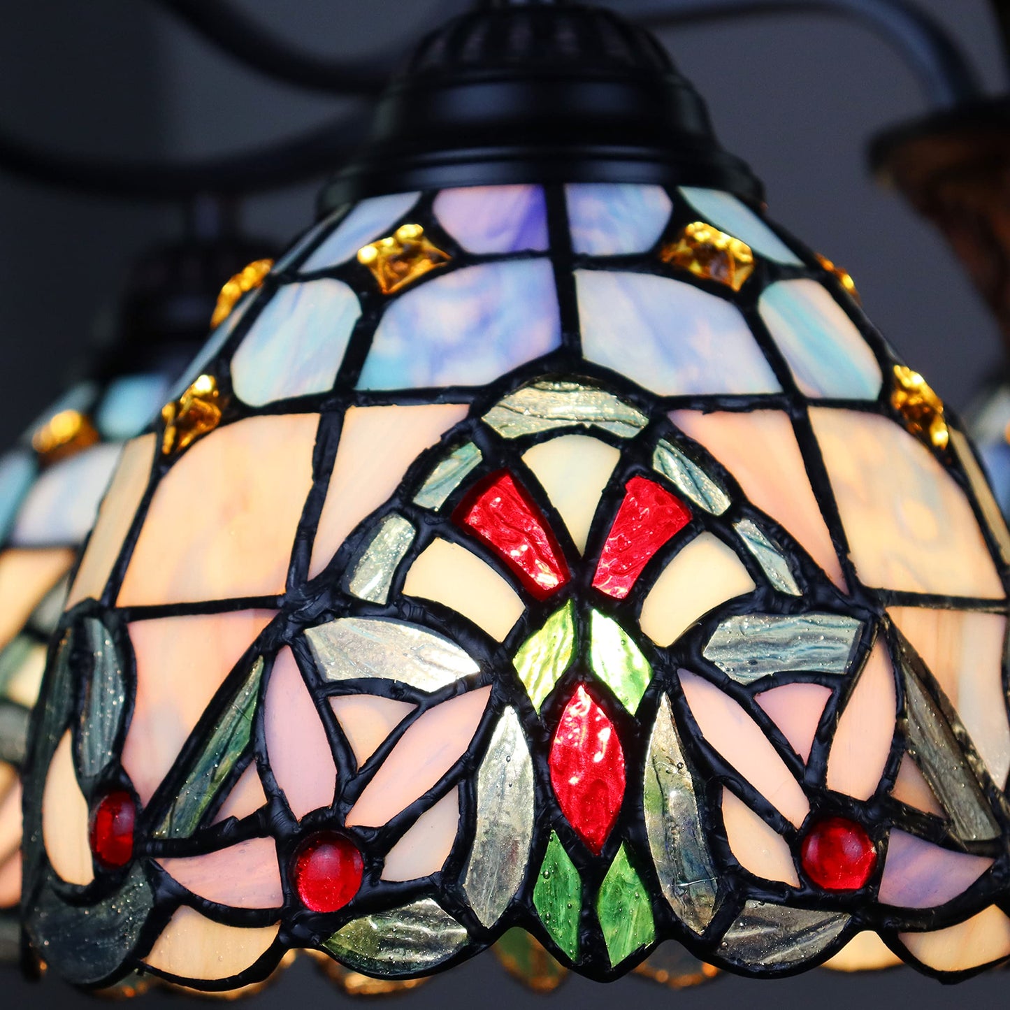 Chloe Lighting 5 Light Chandelier Victorian Tiffany-Style Dark Bronze 25in Wide Multicolor Model CH3T381VB25-DD5
