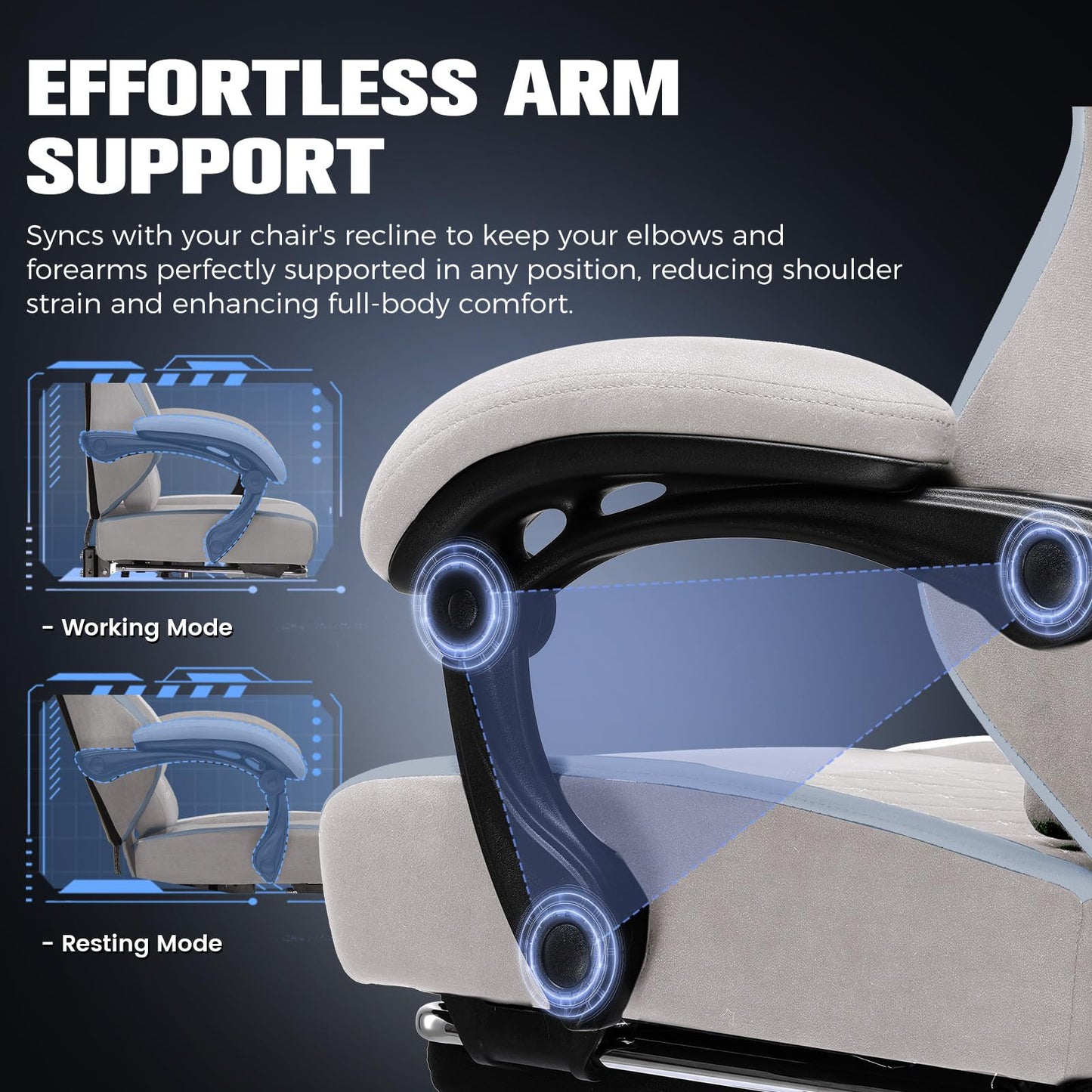 GTPLAYER Gaming Chair, Ergonomic Computer Chair with Footrest and Lumbar Support, High Back Recliner Chair 350lbs, Height Adjustable for Home Office, Grey