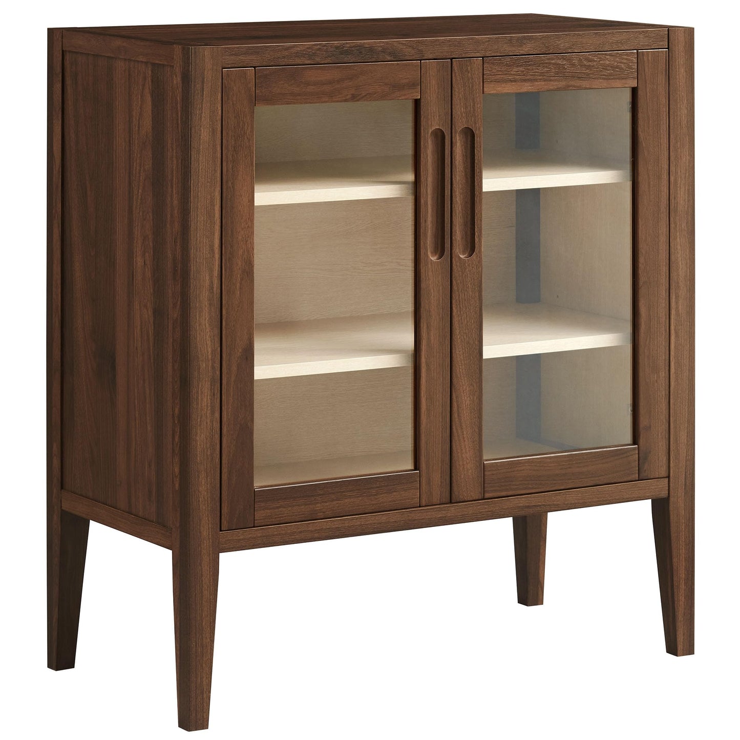 Modway Nell 36 Inch Accent Storage Cabinet in Walnut – Tea/Coffee Small Buffet Cabinet with Shelves for Living Room, Hallway, or Entryway