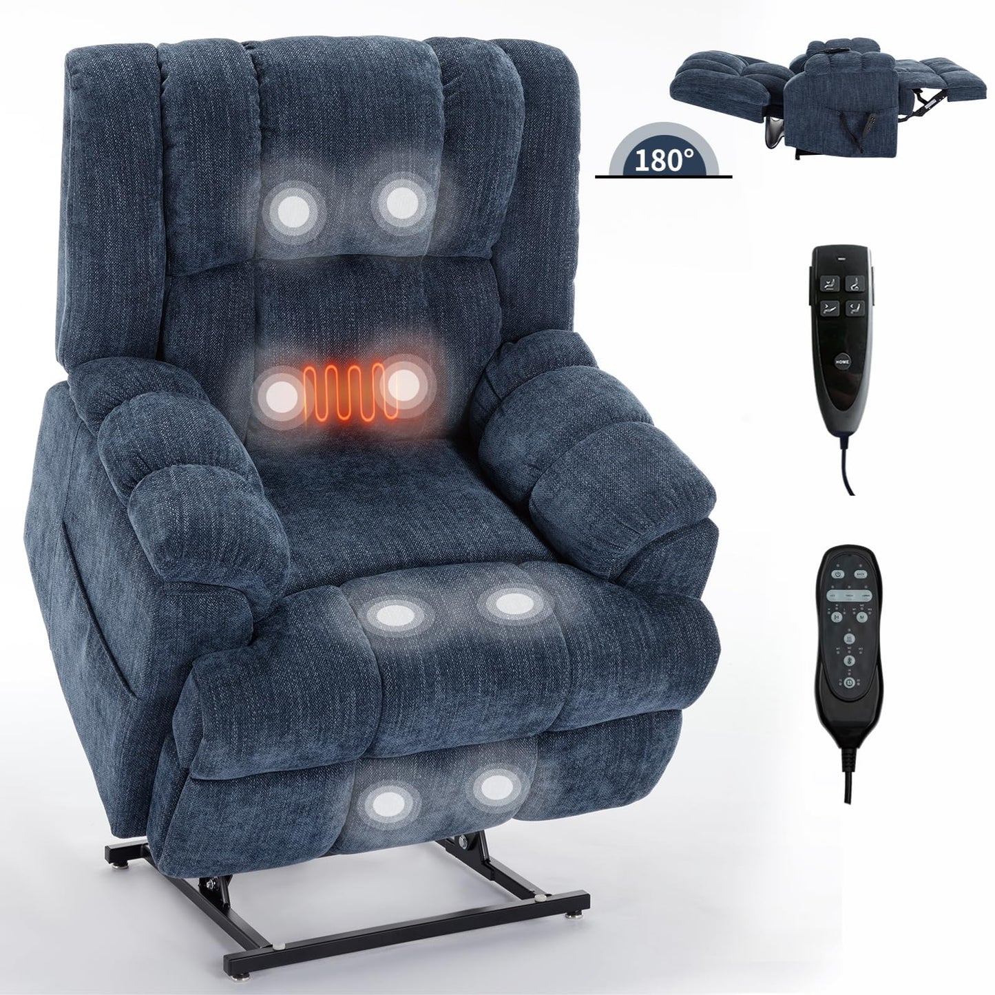 KEIKI Dual Motor Power Lift Recliner Chair,Massage Up to 350 LBS, Lift Recliners with Power-Remote