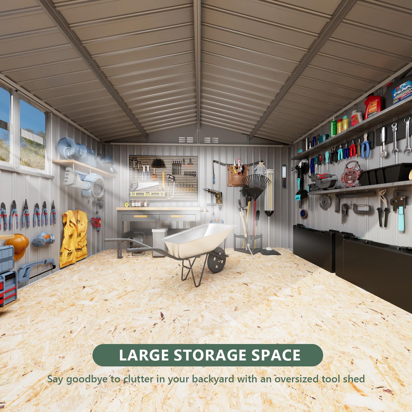 8x6FT Metal Storage Shed with Window,Outdoor Storage Building,Large Backyard Sheds