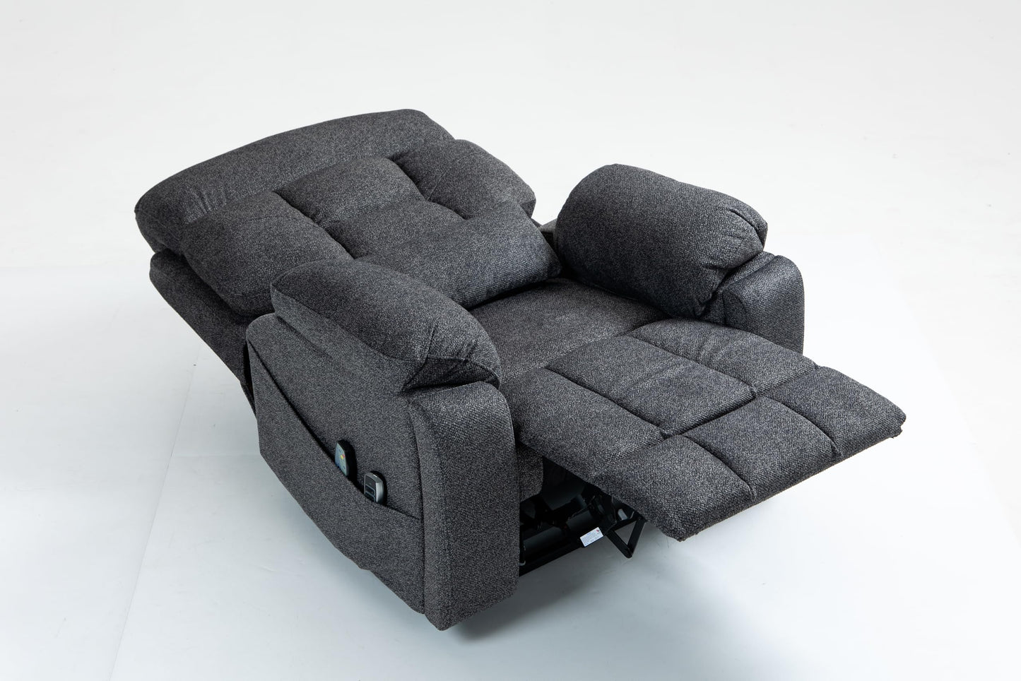 GDFStudio Oversized Power Lift Recliner Chair with 4 OKIN Motors Heat and Massage Lay Flat Electric Reclining Sofa Chair with Cup Holders Side Pockets Dual Remote Controls, Grey