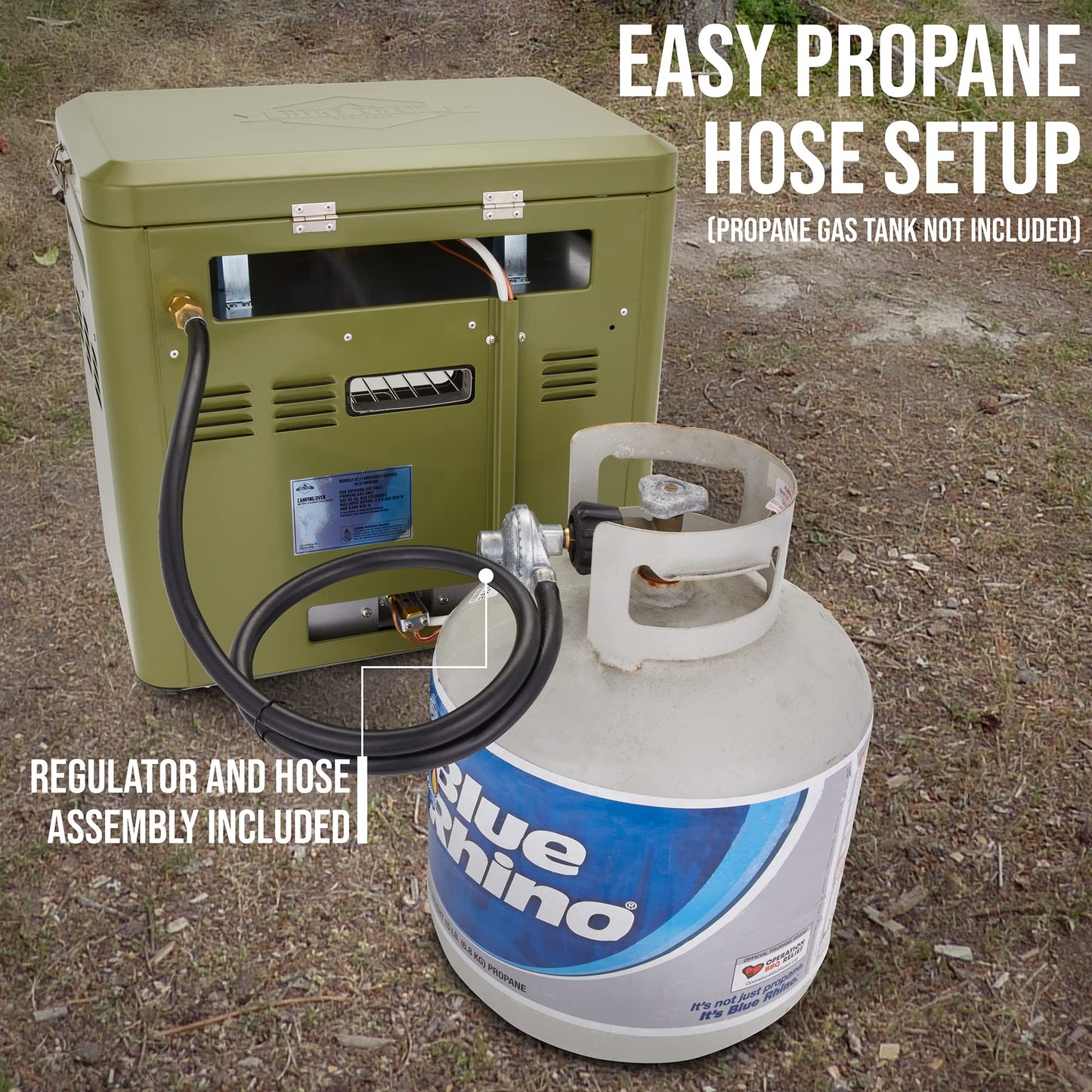 Hike Crew Outdoor Gas Camping Oven w/Carry Bag | CSA Approved Portable Propane-Powered 2-Burner Stove & Oven | Auto Ignition, Overheat Safety Shutoff, Built-In Thermometer | Hose & Regulator Included