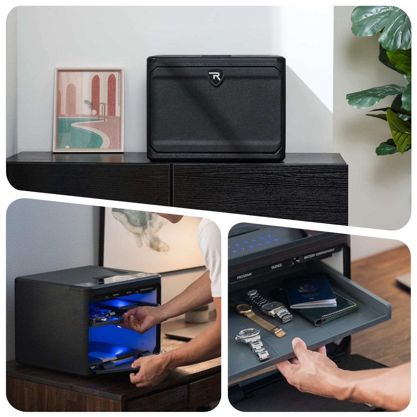 RPNB Smart Home Safe, Touchscreen Biometric Safe, High Capacity Dual-Layer Jewelry Safes with Biometric Fingerprint, Temperature Humidity Monitor, Pop Open Lid, Kube Knight Series