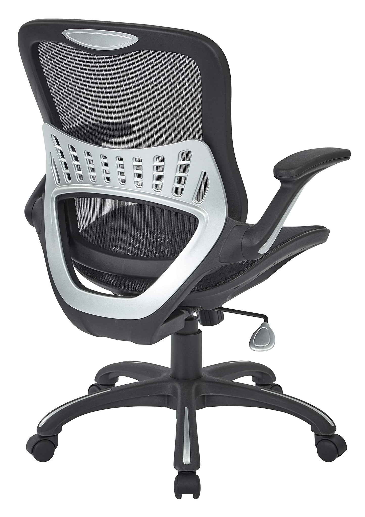 Office Star Riley Ventilated Manager's Office Desk Chair with Breathable Mesh Seat and Back, Black Base with Black