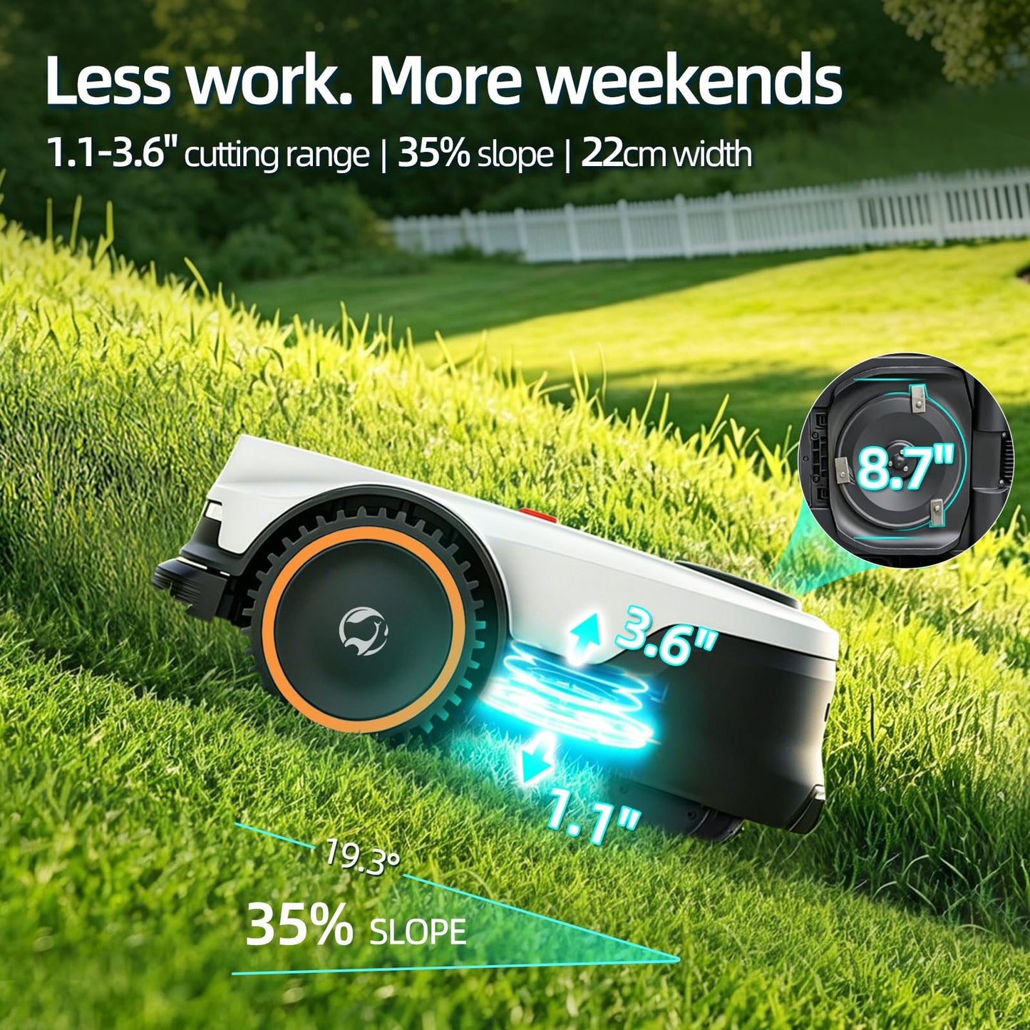 Proudeer DW3000 Wireless Robotic Lawn Mower, GPS RTK & AI Vision Navigation, up to 0.8 Acre Robot Mower with 3D Obstacle Avoidance, Auto Height, IPX6 Waterproof for Smart Home Yard Care