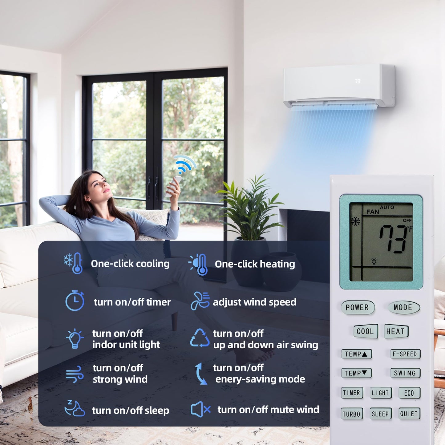Manastin 12000BTU Mini Split Air Conditioner& Heater, 17 SEER2 115V Mini Spilt AC with Inverter Compressor, Covers Up to 750 Sq. Ft, Complete Installation Kit Included,White
