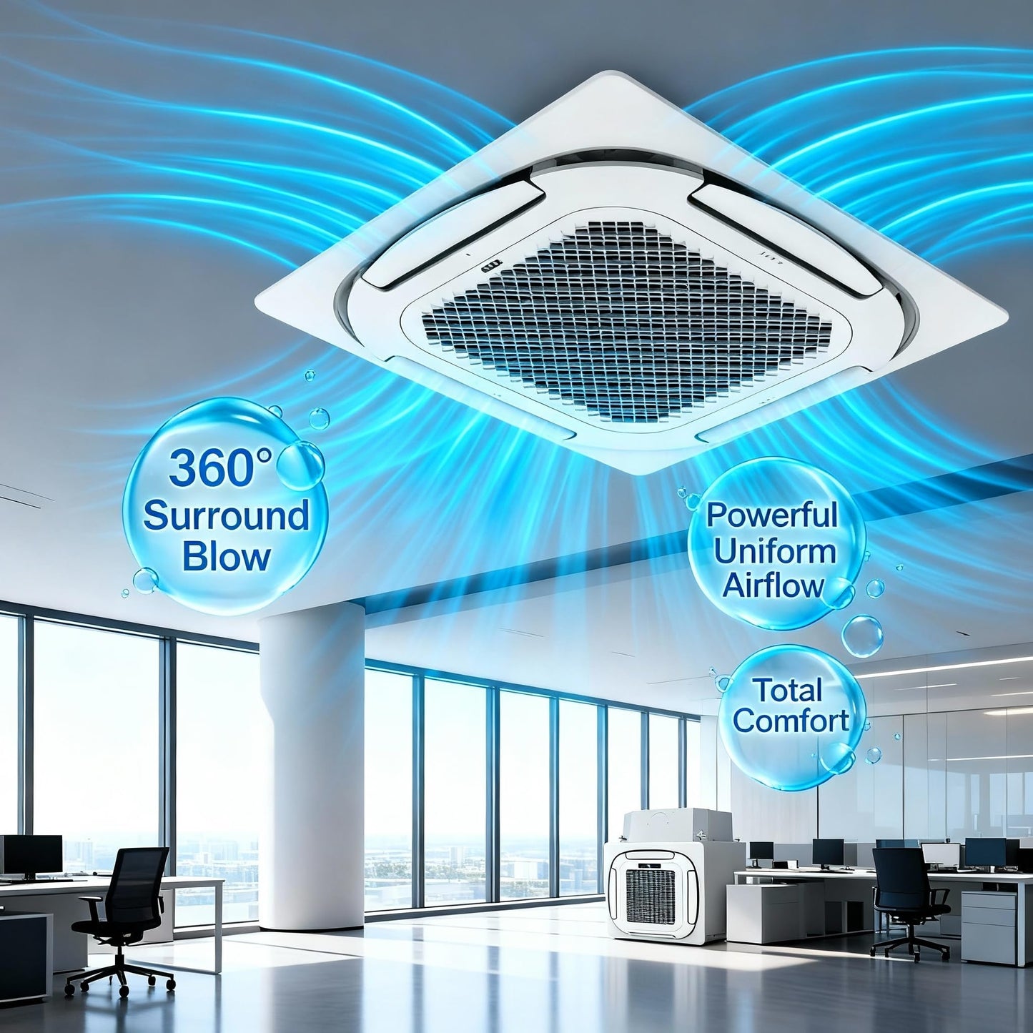 Garvee 12000 BTU Ceiling Cassette Mini Split AC, 8-way 360° Airflow, Remote Controller, Ductless Cooling&Heating Ceiling Air Conditioner, 208/230V, 25ft Kit