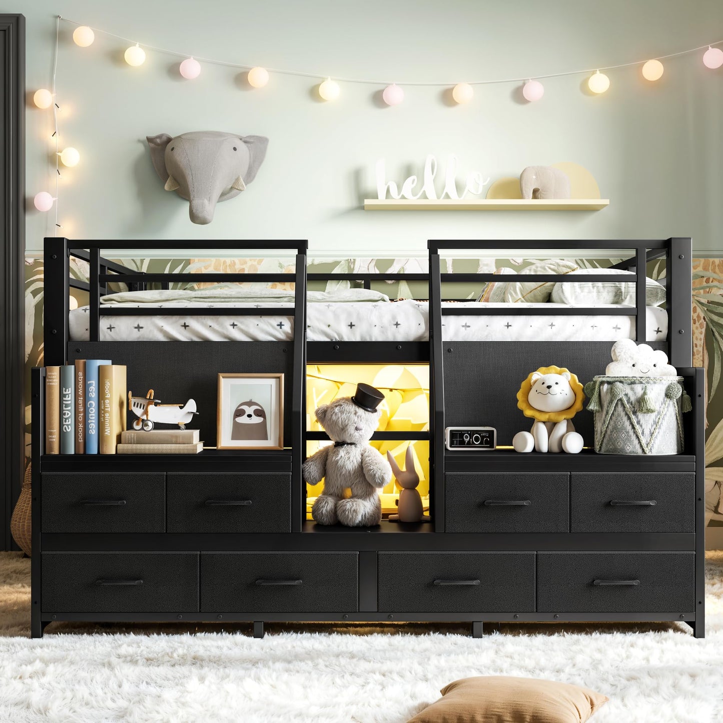 Bellemave Full Low Loft Bed,Metal Kids Loft Bed Frame for Boys Girls,Black