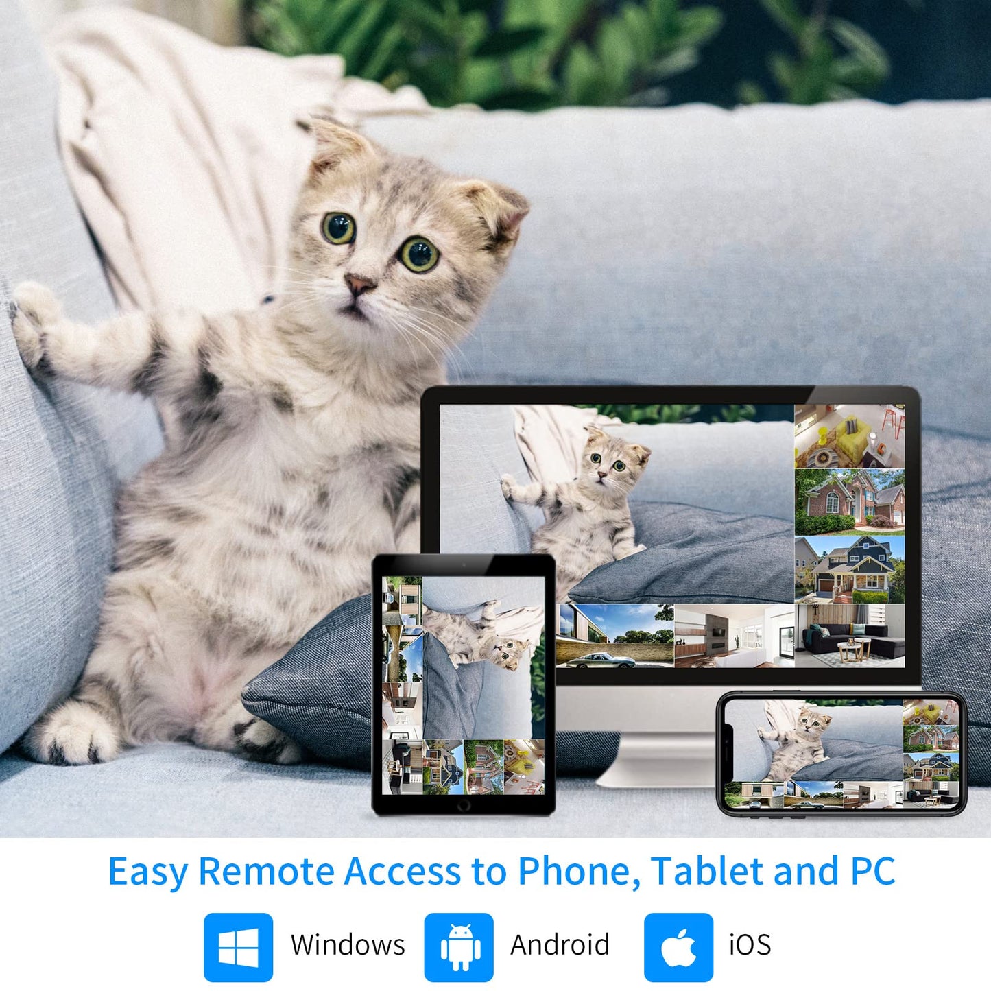 【16CH Expandable】Hiseeu Home Security Camera System, 24/7 Recording, Wired Plug-in Powered 8Pcs 5MP Outdoor Camera, 4K NVR Kit, Night Vision, IP66, Motion Detection, 3TB HDD, 2.4G/5G Wireless Pro WiFi