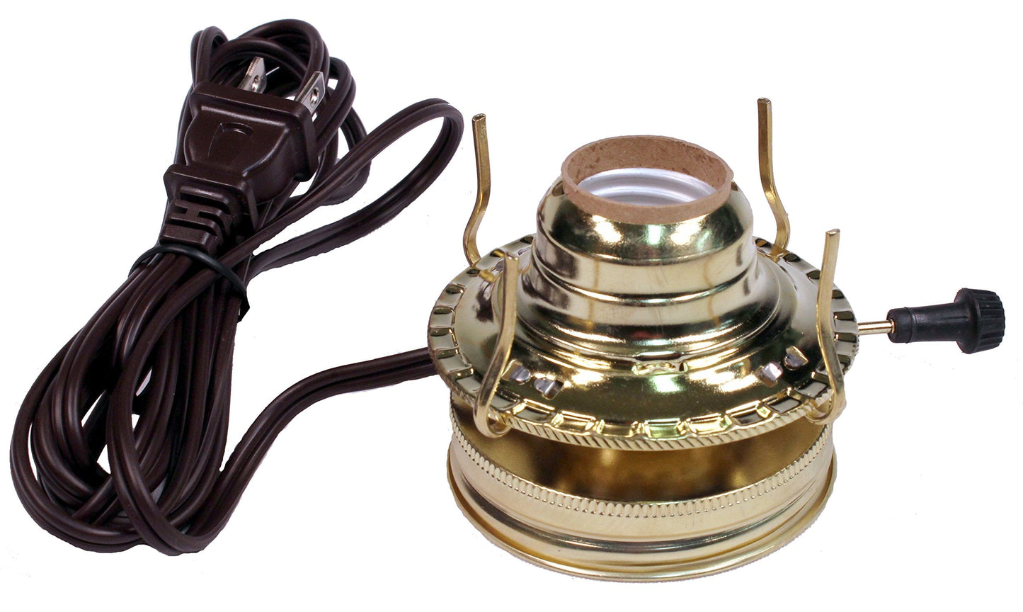 Creative Hobbies Mason Jar Electric Oil Lamp Burner DIY Kit, Pre-Wired, Regular Mouth, Gold, Model M999EM