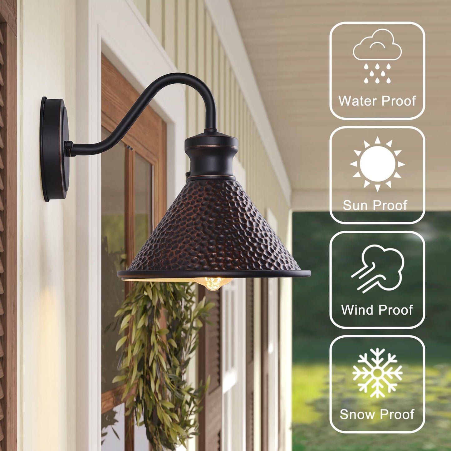 Tarentlight Gooseneck Wall Sconce 1-Light E26, Oil Rubbed Bronze, 9.3 Inch Width, Model W2412-ORB, Ideal for Outdoor and Indoor Use