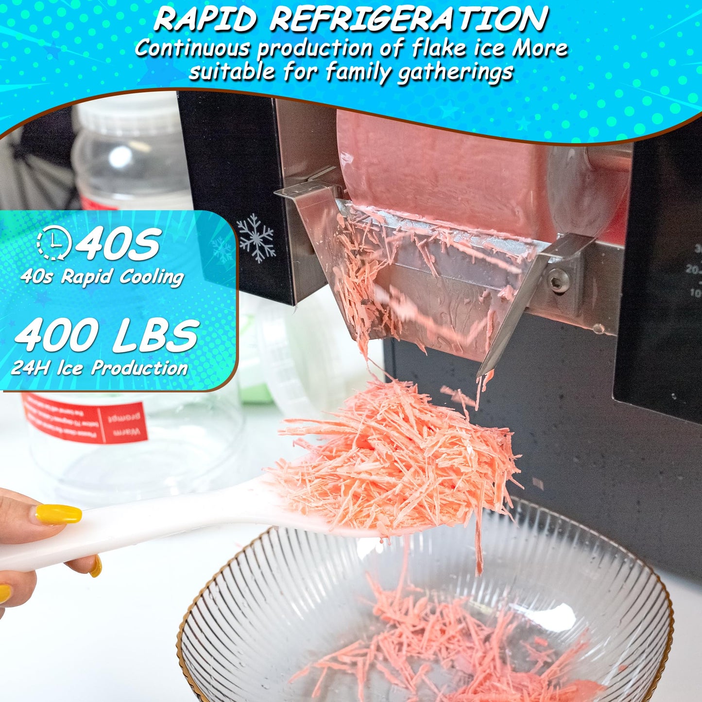 VNN Slushie Machine - 400LBS/24H Commercial Shaved Ice Machine, Snowflake Ice Machine, Instant Snowflake Ice from Your Favorite Drinks