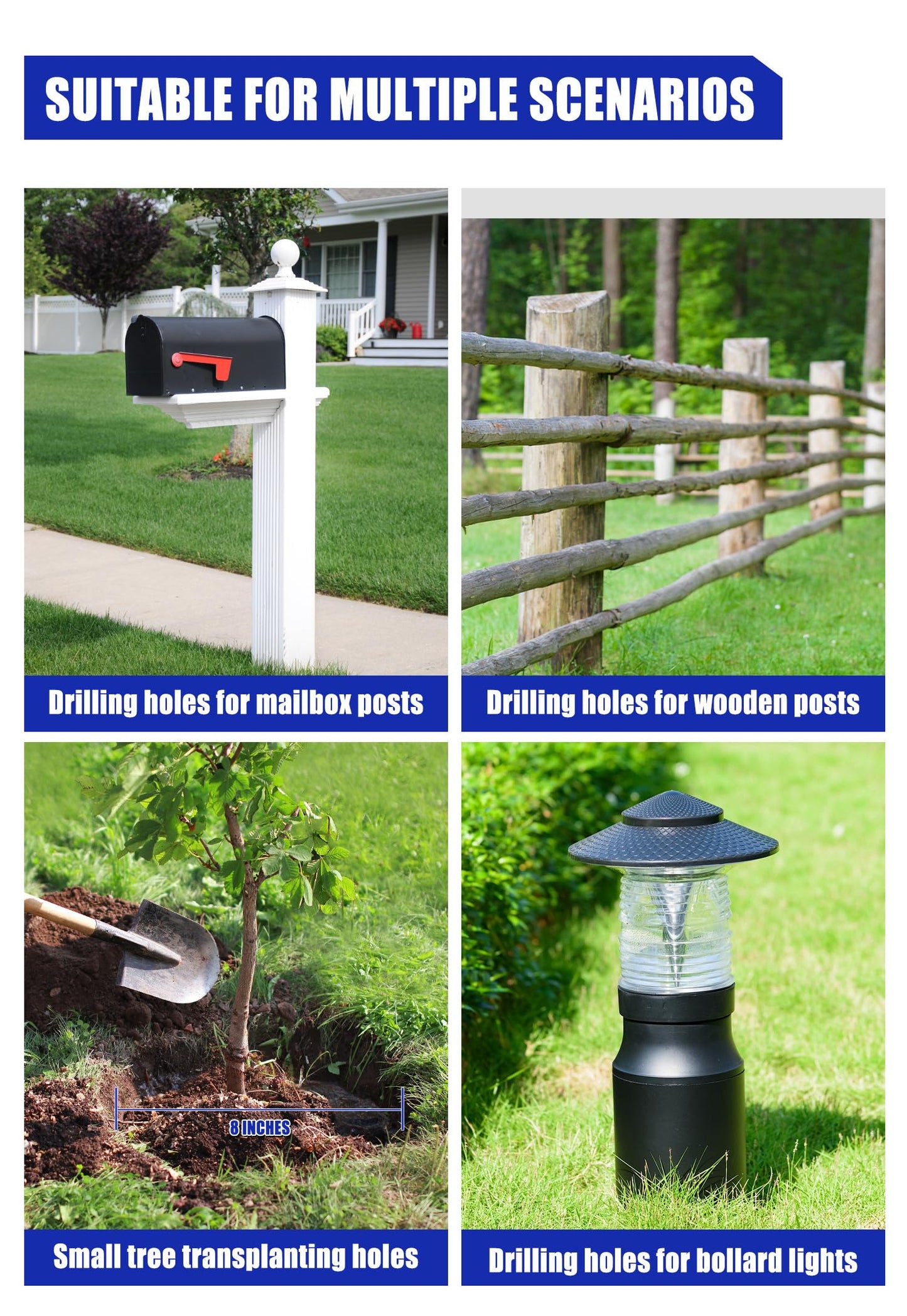 Wild Badger Power 40V Brushless Cordless Earth Auger, Electric Post Hole Digger for Fence Posts with Drill Bit 8'', for Garden & Plant, Battery and Charger Included