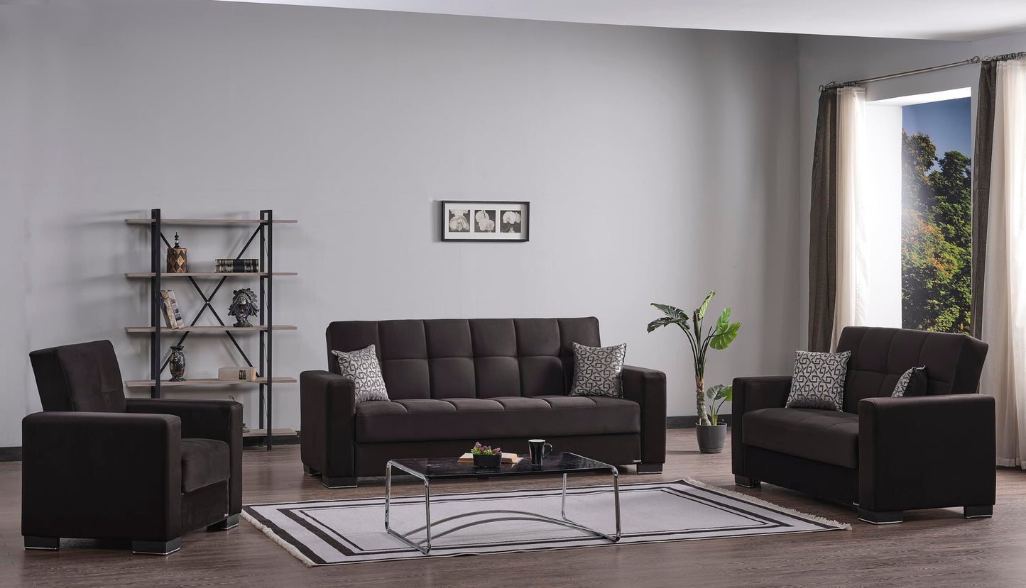 Ottomanson Convertible Sofa Bed Futon Couch with Hidden Storage & Click-Clack Sit-Sleep Conversion – Firm Support Sleeper Sofa for Living Room, Apartment & Guest Room, Black