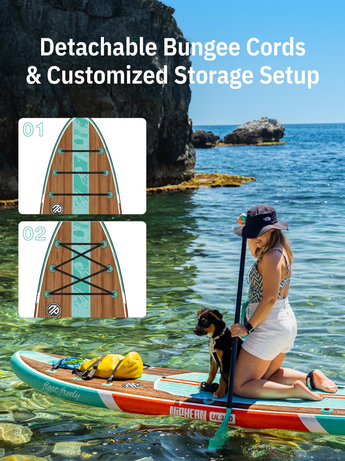 Niphean Inflatable Paddle Board 10'6" Ultralight Stand Up Paddleboard with SUP Accessories Non-Slip Deck Portable Lite Paddle Board Ultimate Stability for Youth&Adults Long-Distance Adventure