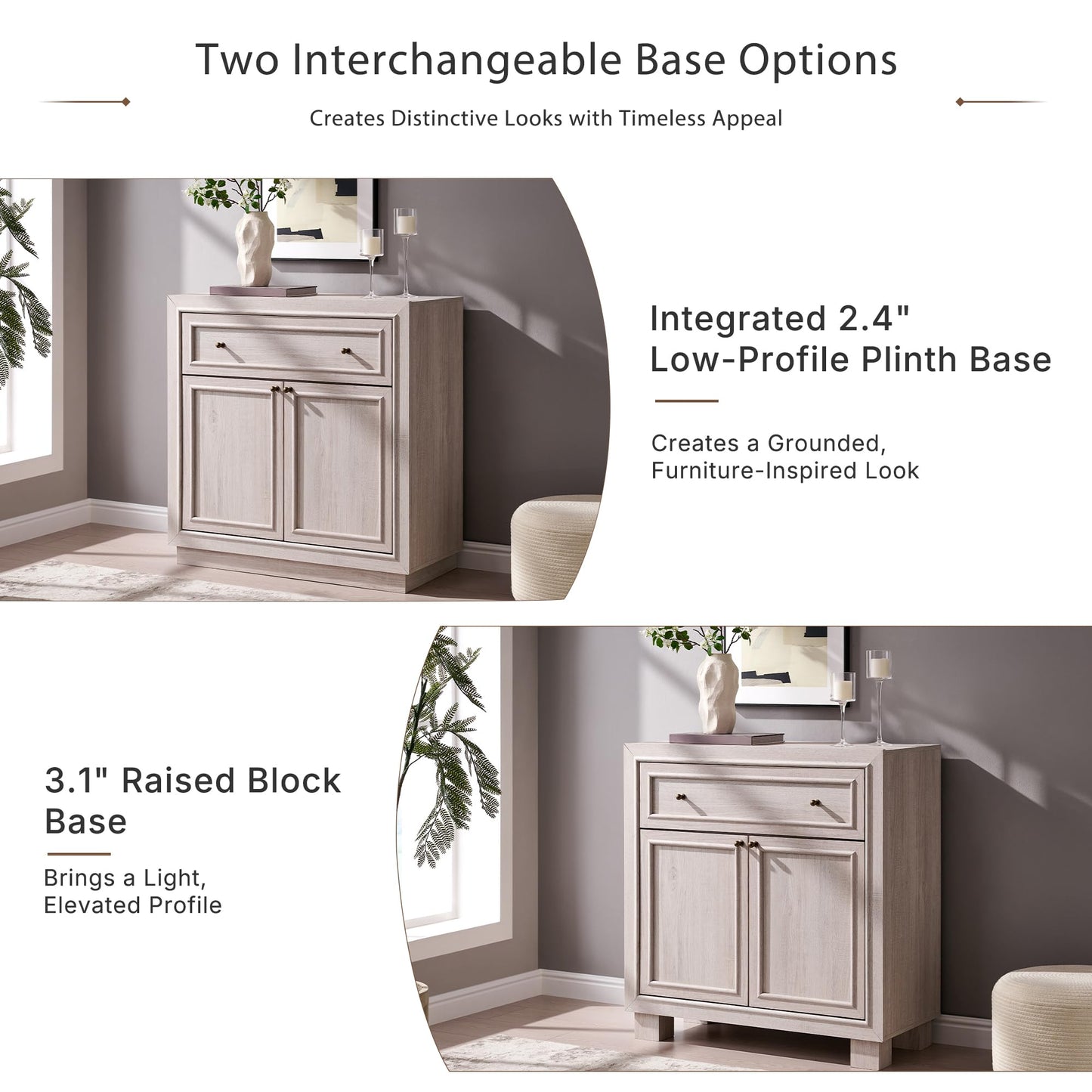 ACCOHOHO Modern Farmhouse Buffet Cabinet, 63" Sideboard Credenza, Modular Storage Cabinet with Framed Panel Fronts, 4 Doors, 2 Drawers, Adjustable Shelves & Dual Base Design, White Alder