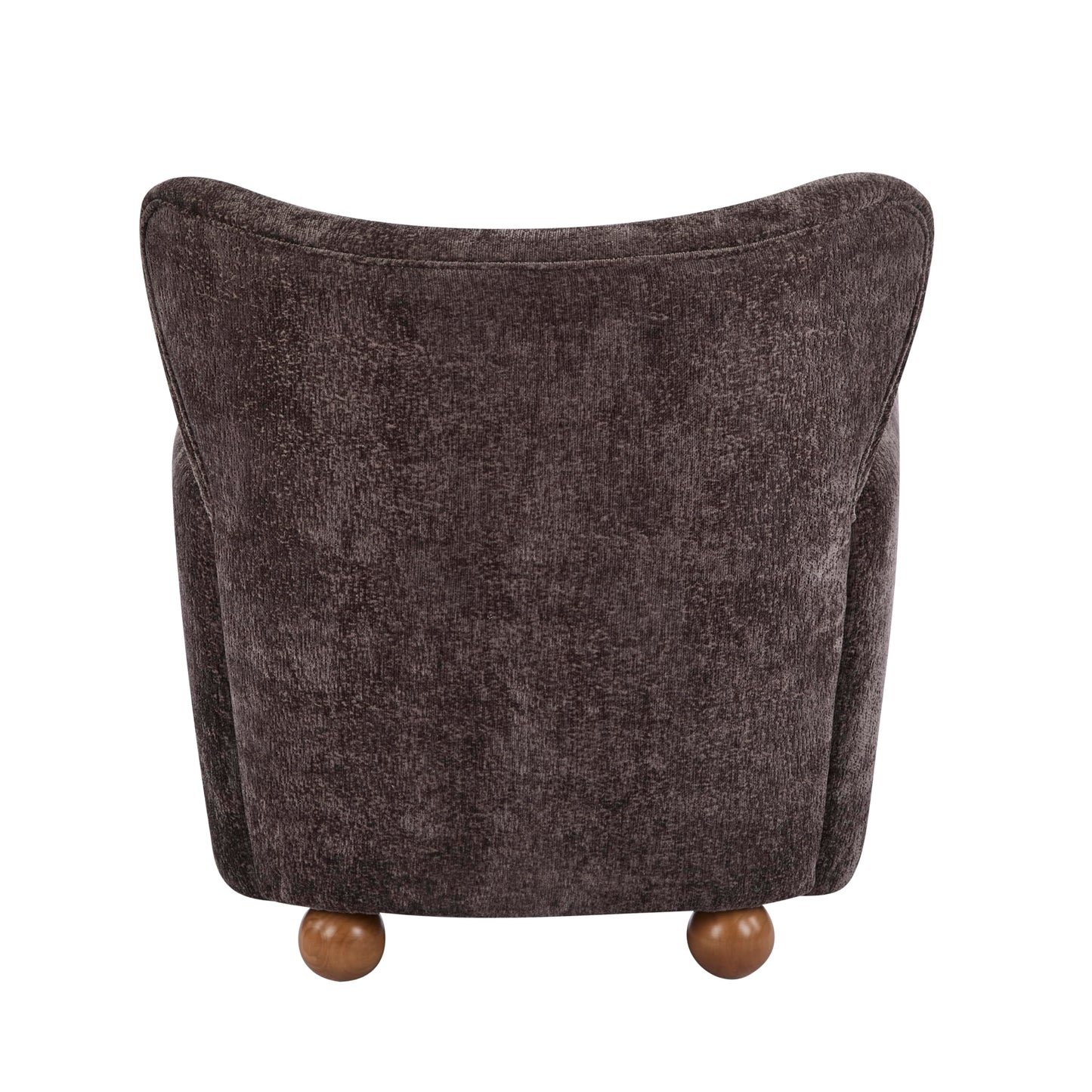 Christopher Knight Home Lindy Wingback Accent Chair, Upholstered Armchair with Rounded Wooden Legs, Curved Backrest Single Sofa, Soft Cushion Seating, Comfy Lounge Chair for Living Room, Dark Brown