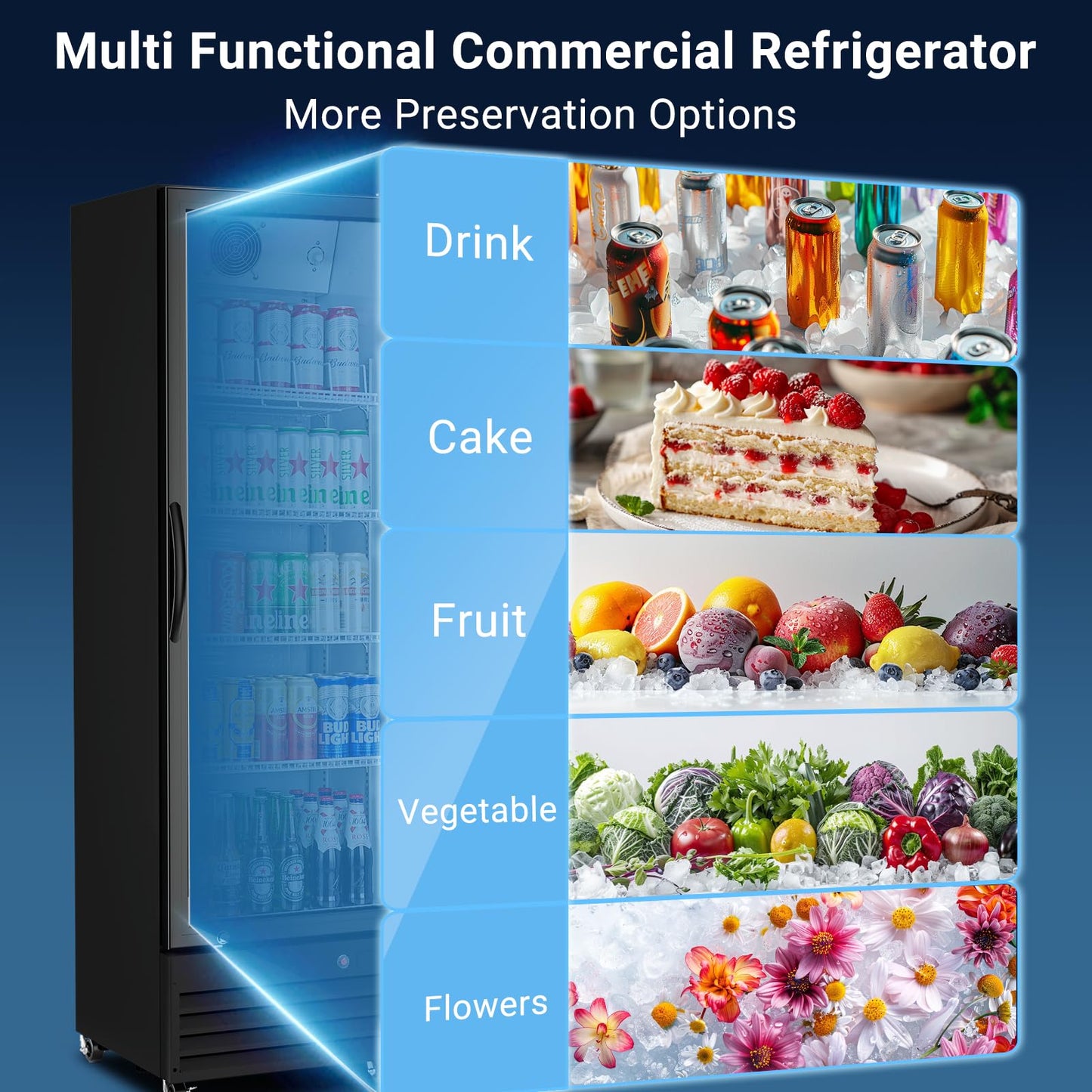 BODEGA BODEGACOOLER 12.5 Cu.Ft Commercial Fridge with Glass Door Display Refrigerator, Upright Beverage Fridge & Drink Fridge Merchandiser Refrigerator for Convenience Stores & Retail Drink Display
