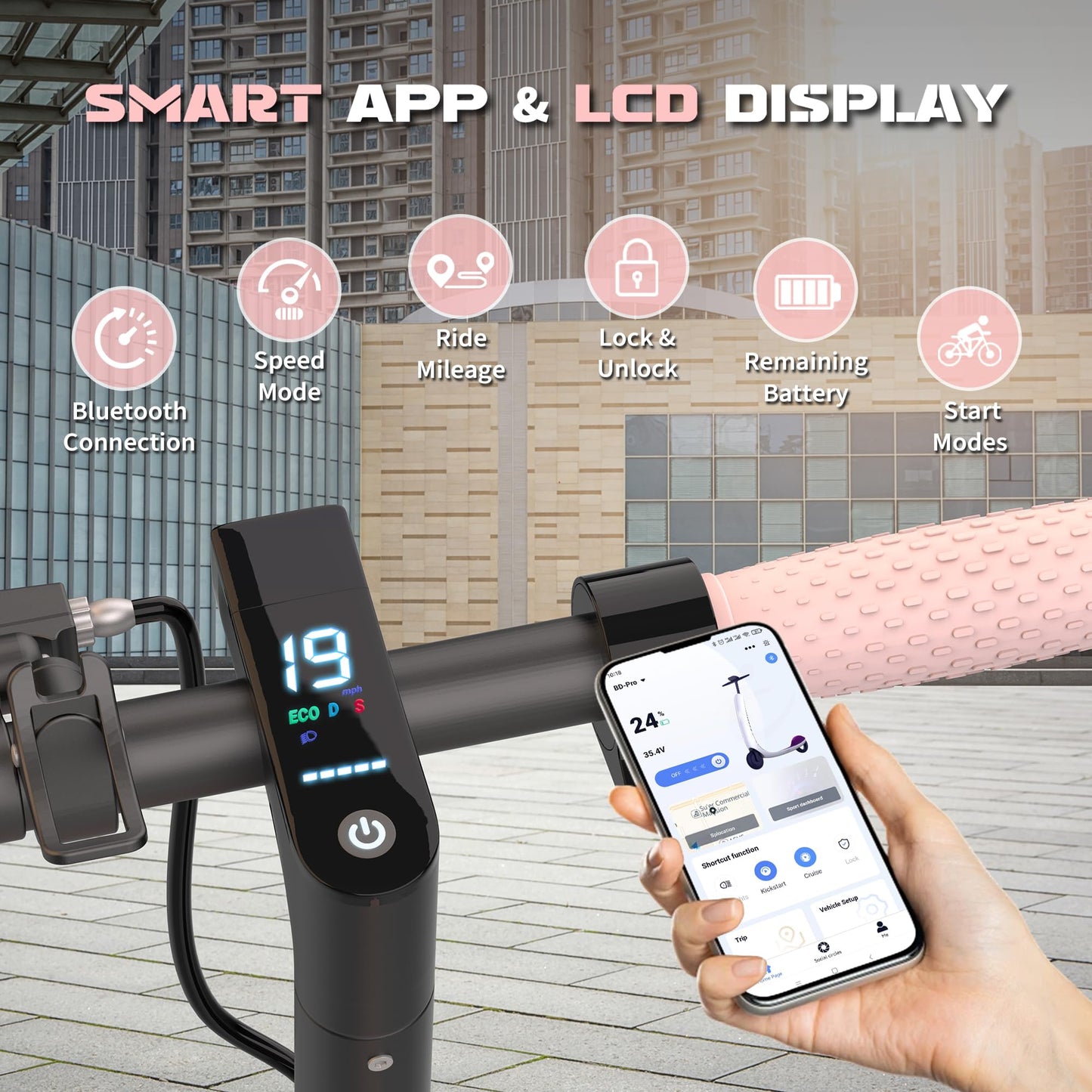 Electric Scooter, 350W Motor & 8.5" Solid Tires, Up to 19 MPH & 15 Miles Rang, Foldable Commuter E Scooter for Adults & Teens