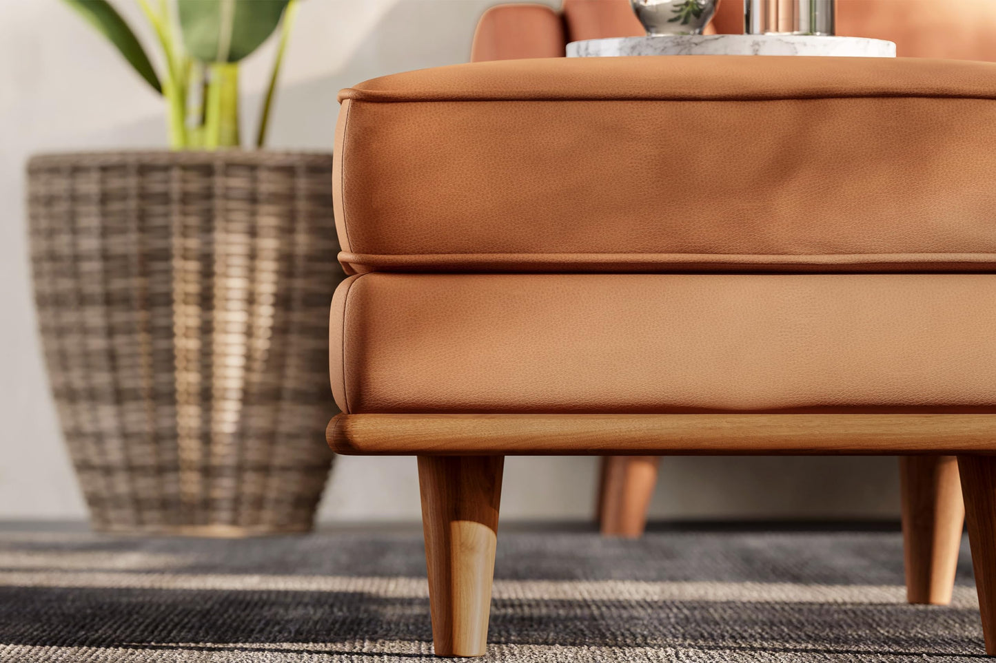 Valencia Artisan Ottoman Italian Nappa 11000 Top Grain Leather, Perfect Balance of Support and Comfort, Clean Lines, Sleek Finishes, and Thoughtfully Curated Details