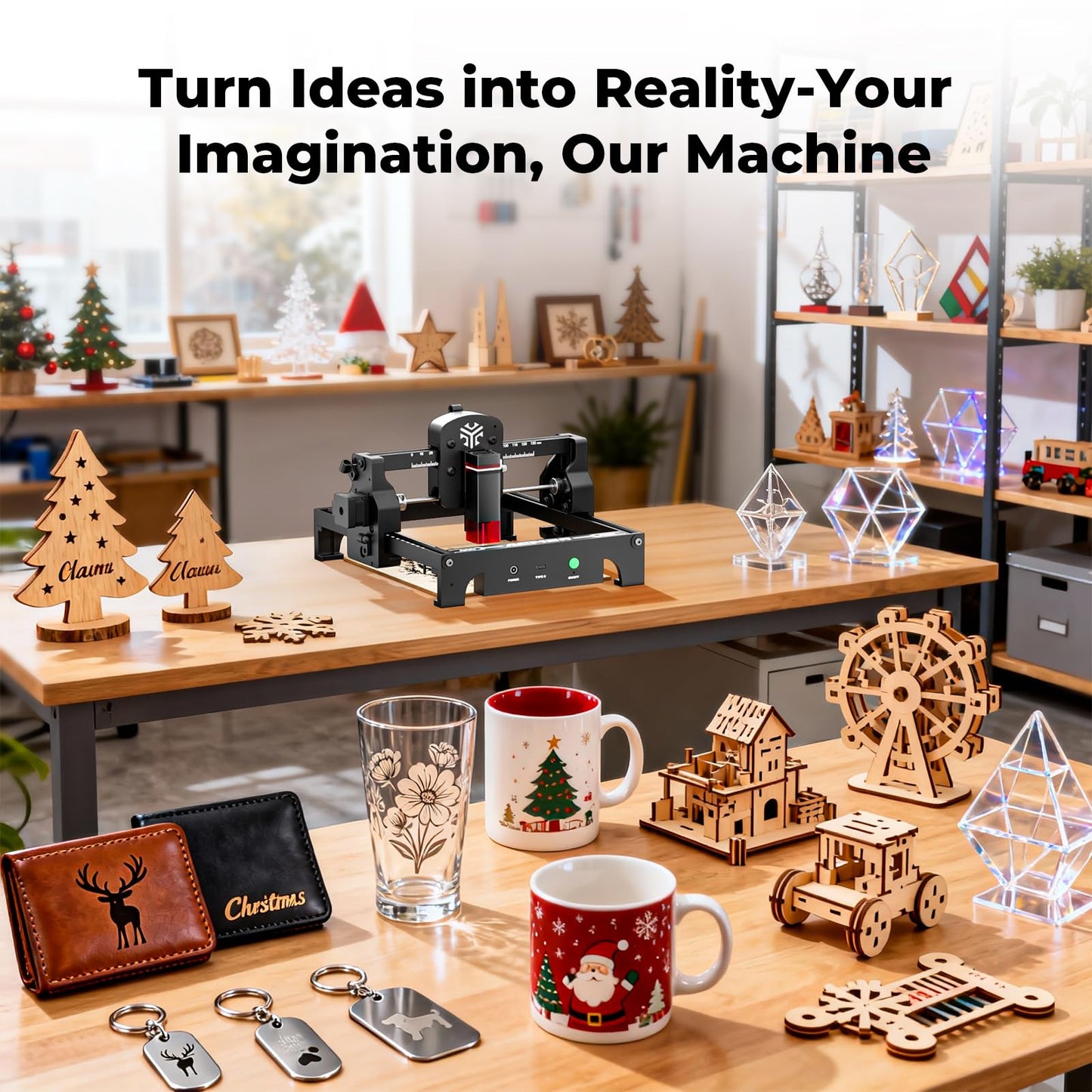 ACMER S1 Laser Engraver 6000mW, Compact Desktop Engraving & Cutting Machine for DIY Crafts, Small Business & Makers, 130x130mm Work Area, 0.04mm Detail Engraving for Wood, Acrylic