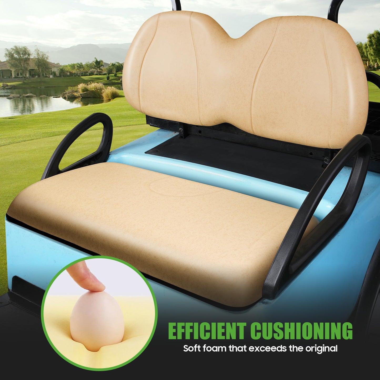 10L0L Golf Cart Front Seat Cushion & Backrest Kit for Club Car Precedent 2012-Up - Club Car Replacement Deluxe Bottom & Backrest Kit