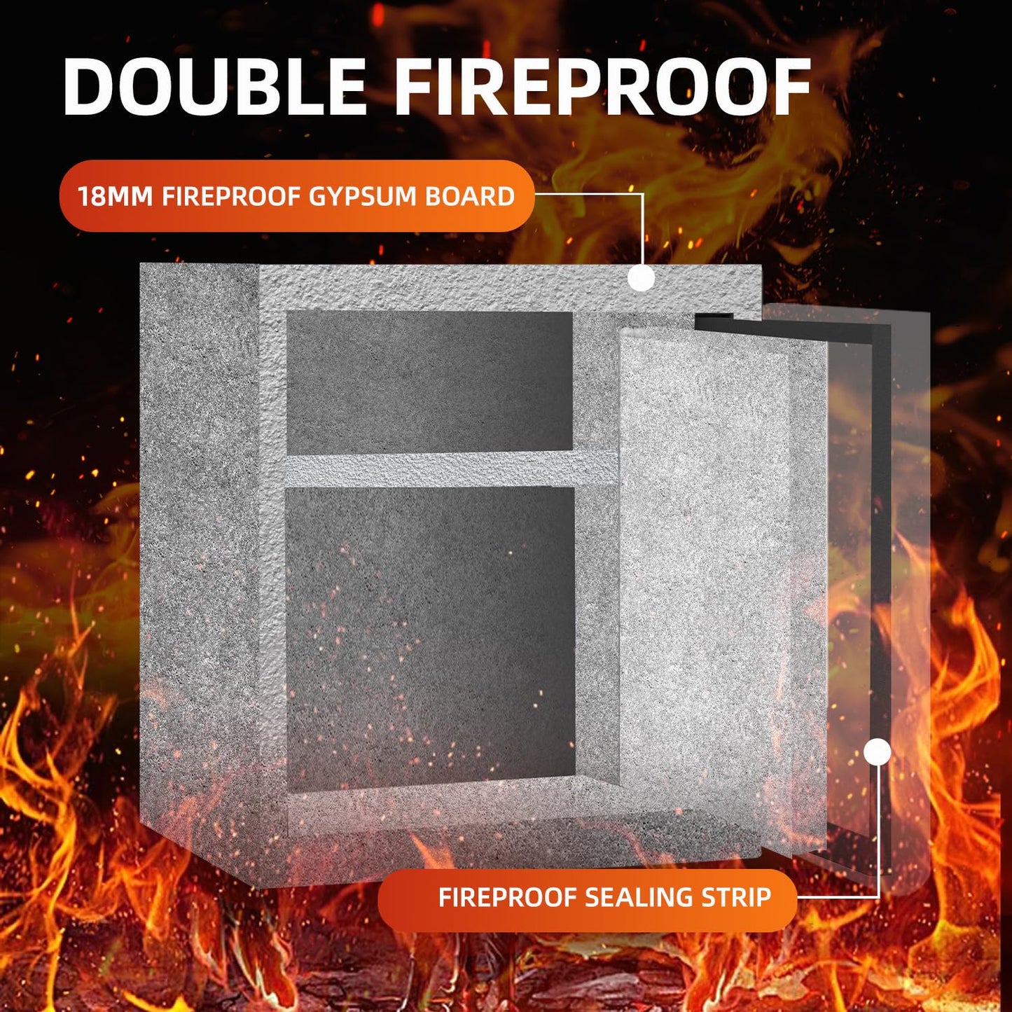 1.6 Cubic Feet Fireproof Safe Box, Fireproof Home Safe for Money, Jewelry, Documents and Valuables W/Digital Keypad, Alarm System, Removable Shelf, Home and Office Use Document Box