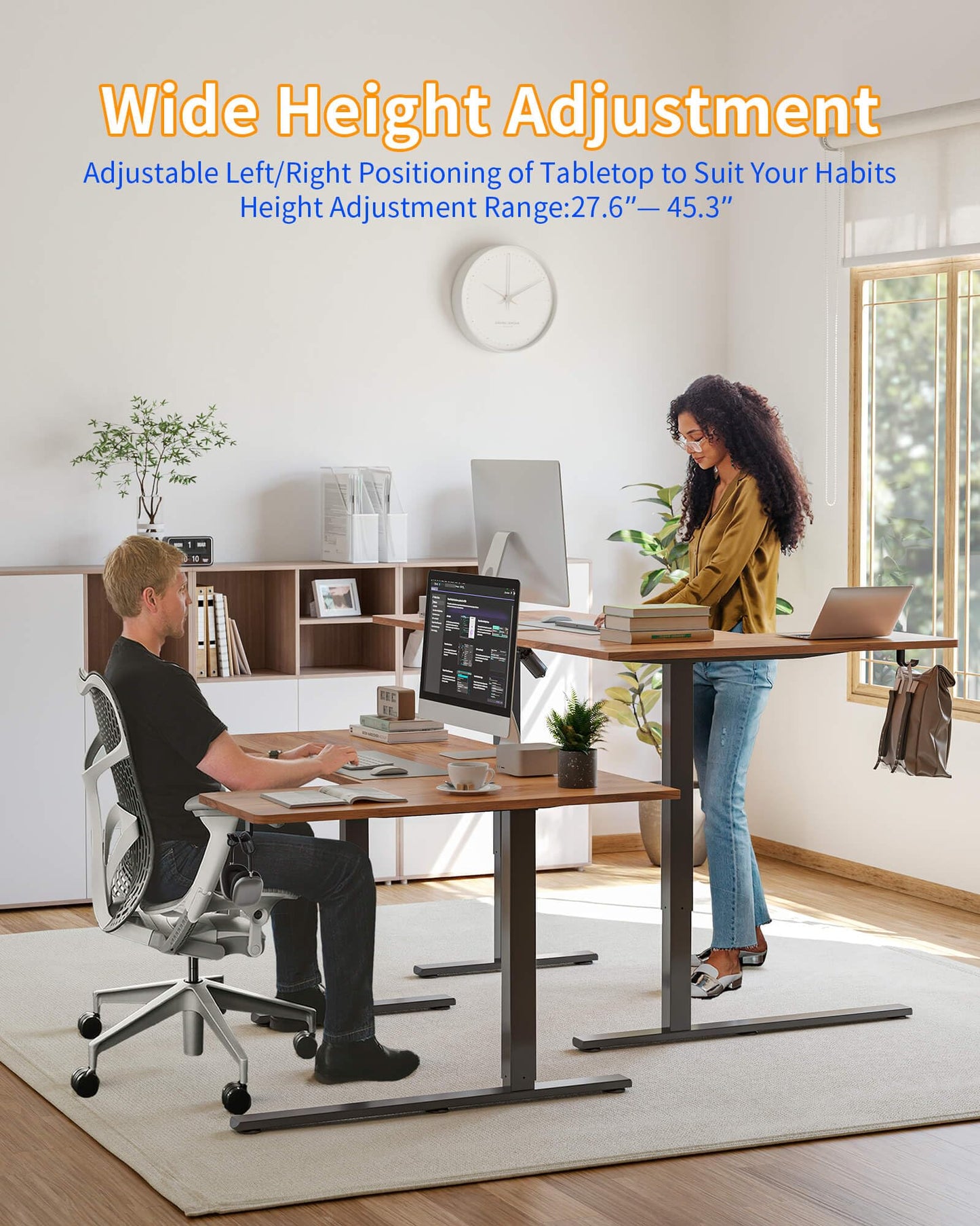 YIHAYO Reversiable L-Shaped Electric Standing Desk, 59 Inches Stand Up Corner Desk, Sit and Stand Up for Work Office Home, Ergonomic Rising Computer Table with Splice Board, Rustic Brown