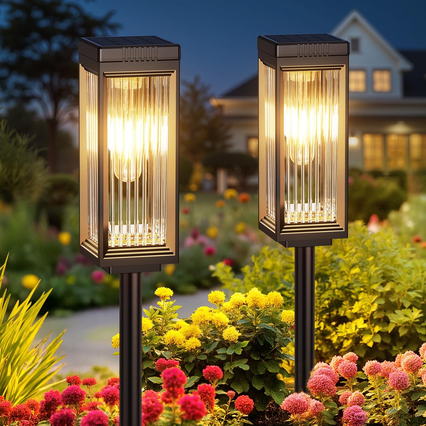 ELECLINK Solar Pathway Lights, 2 Pack, Waterproof, Warm White, Auto On/Off, Model TPL061