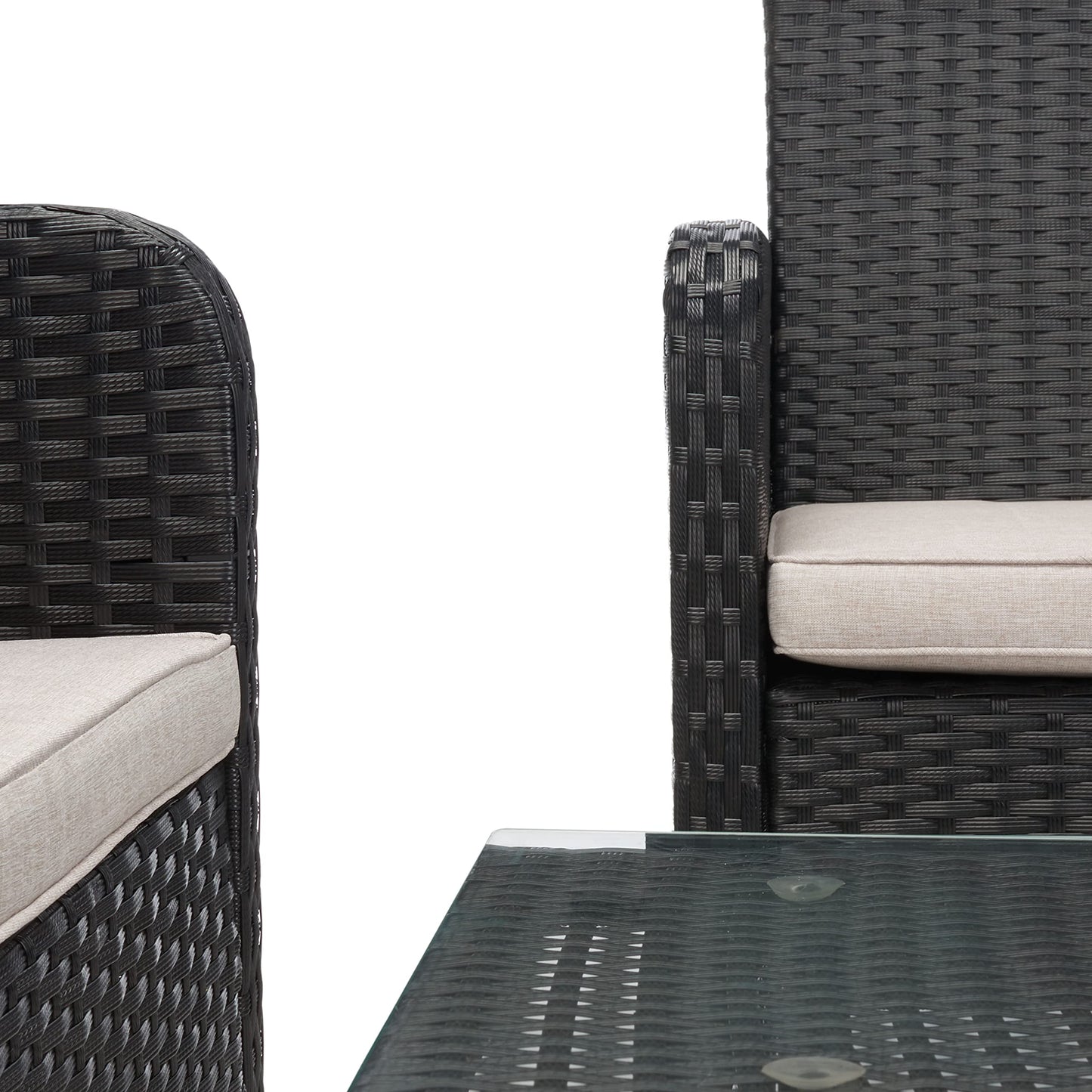 SAFAVIEH Outdoor Collection Aboka Black/Light Grey Cushion 4-Piece Conversation Patio Set
