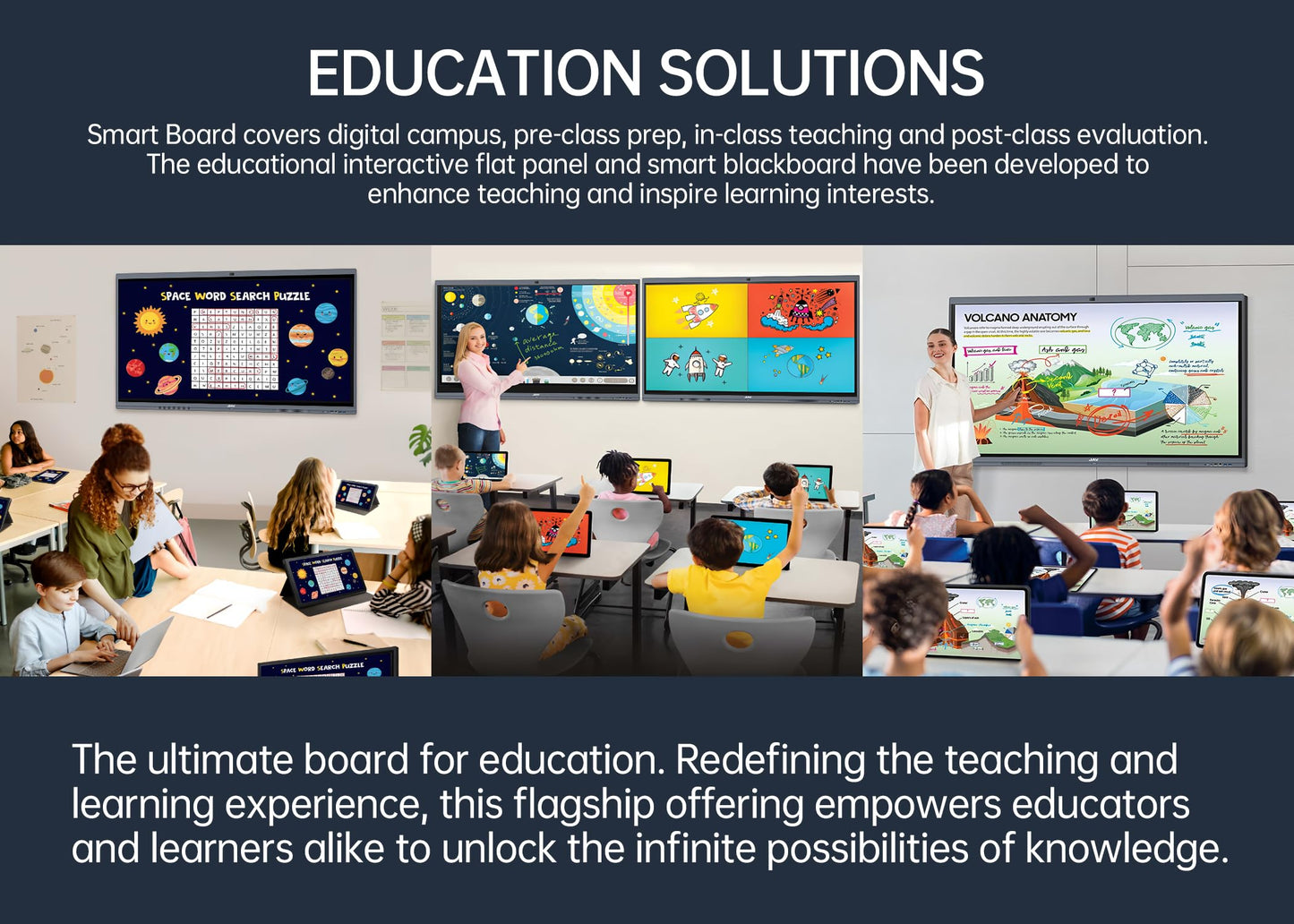 JAV 86" Smart Board Pro Google EDLA Certified 4K UHD Interactive Whiteboard for Classroom Office All-in-One Touchscreen Display with 48MP AI Camera 100W Soundbar Android 14 8+128GB Wall Mount Included