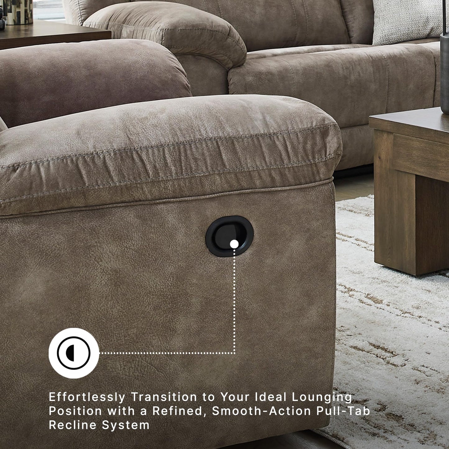 Signature Design by Ashley Laresview Contemporary Faux Leather Manual Double Reclining Loveseat with Console, Storage and Cup Holders, Gray