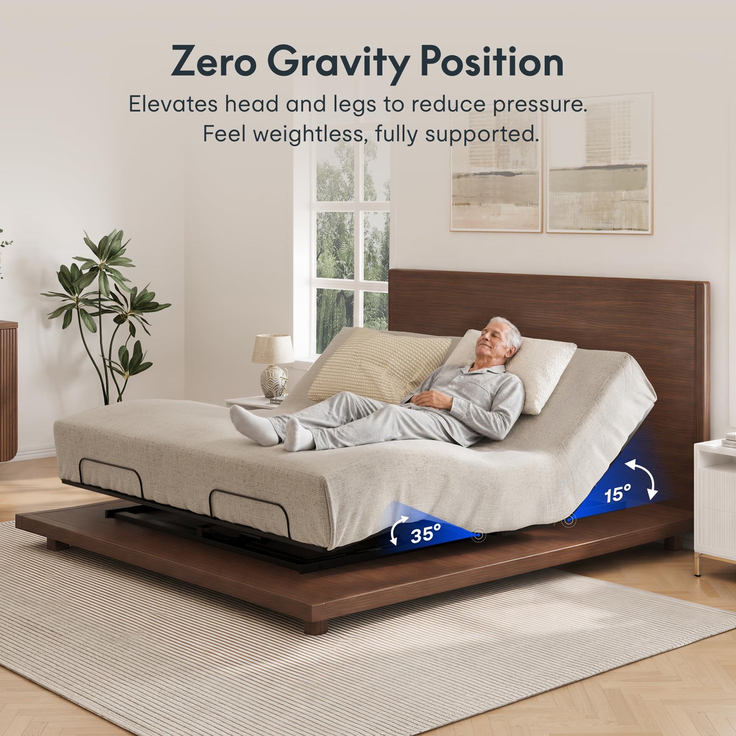 FLEXISPOT King Size Adjustable Bed Frame Base with Bio Anti-Pinch Technology, Zero Clearance, Independent Head & Foot Incline, Zero Gravity, Wireless Remote, Easy Assemble, 5-Year Warranty, 750 lbs.