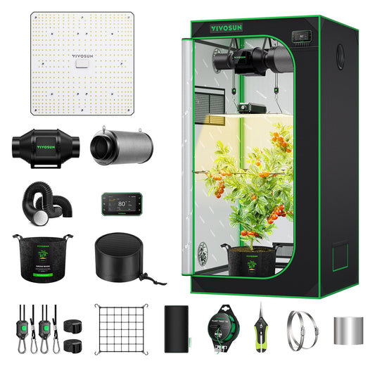 VIVOSUN Smart Grow Tent Kit 2.7 × 2.7ft WiFi-Integrated Automatic Complete Grow System with Full Spectrum LED Grow Light 150W, Efficient Ventilation System with GrowHub E42A+ Controller