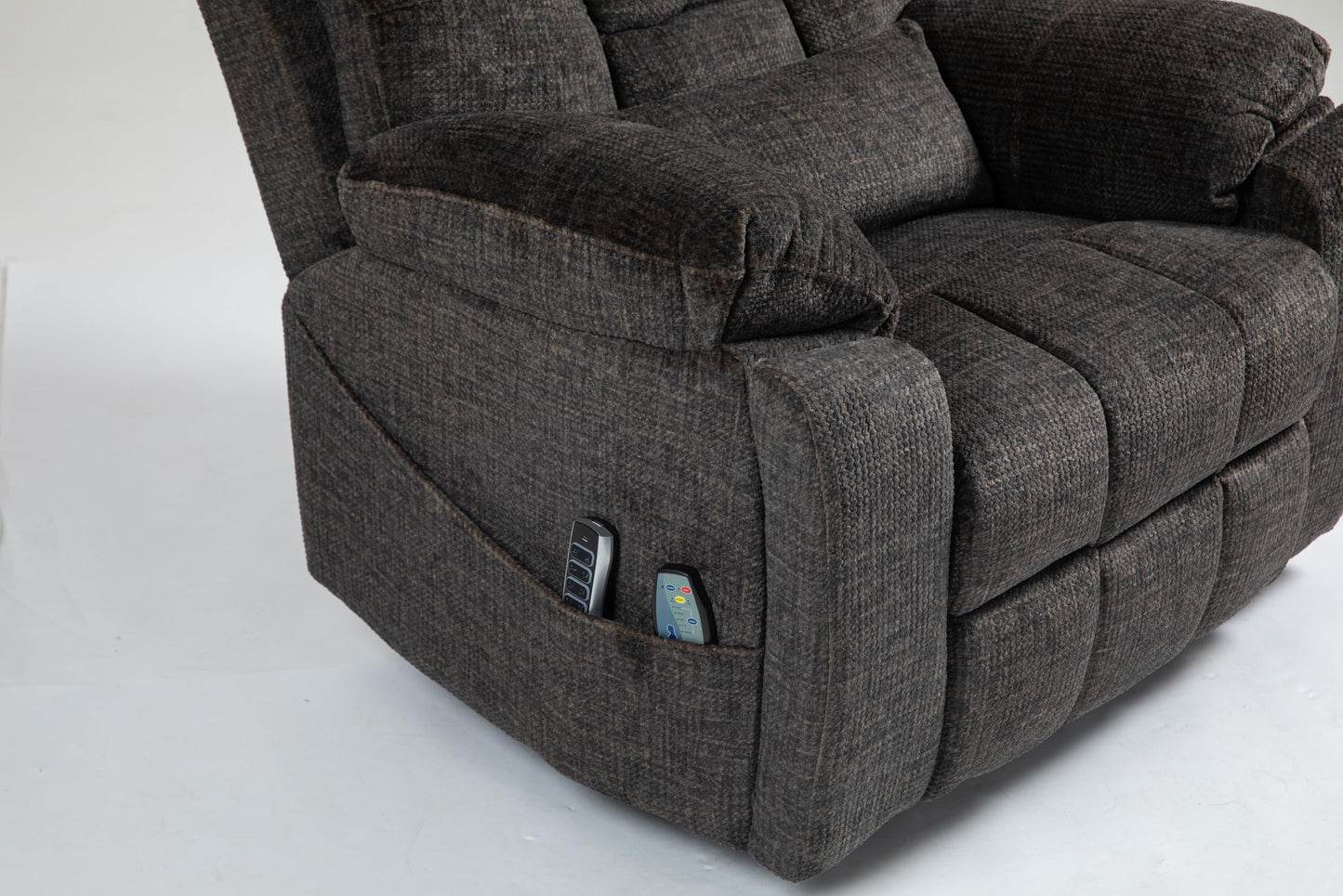 Oversized Power Lift Recliner Chair with 4 OKIN Motors Electric Lay Flat Reclining Sofa Chair Heat and Massage 180 Degree Velvet Lift Chair for Adults, Dark Brown