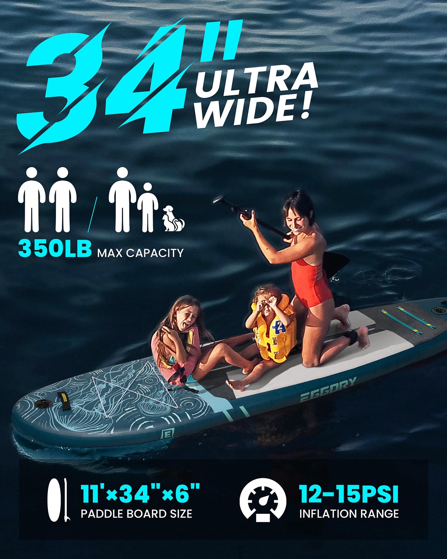 Inflatable Paddle Board,Stand Up Paddle Board Set, Extra Wide SUP Board with Removable Fin, Floating Paddle, Hand Pump, Waterproof Phone Pouch,Traveling Board (JF Dark Green)