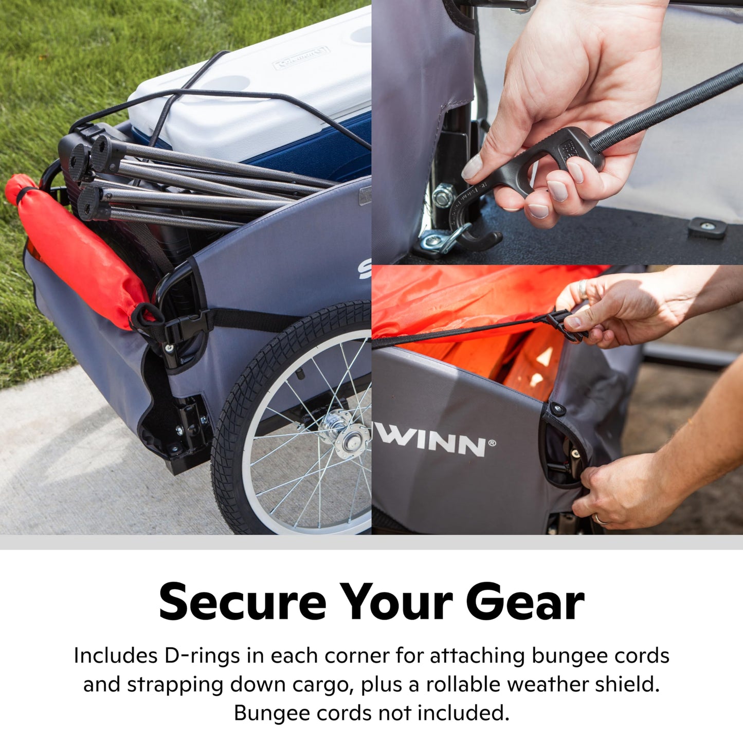 Schwinn Daytripper Bike Cargo Trailer, Holds up to 100 lb, Universal Coupler, Folding Frame, Quick-Release Wheels, 16-Inch Air-Filled Tires, Interior D-Rings, Schwinn Bike Trailer for Carrying Cargo